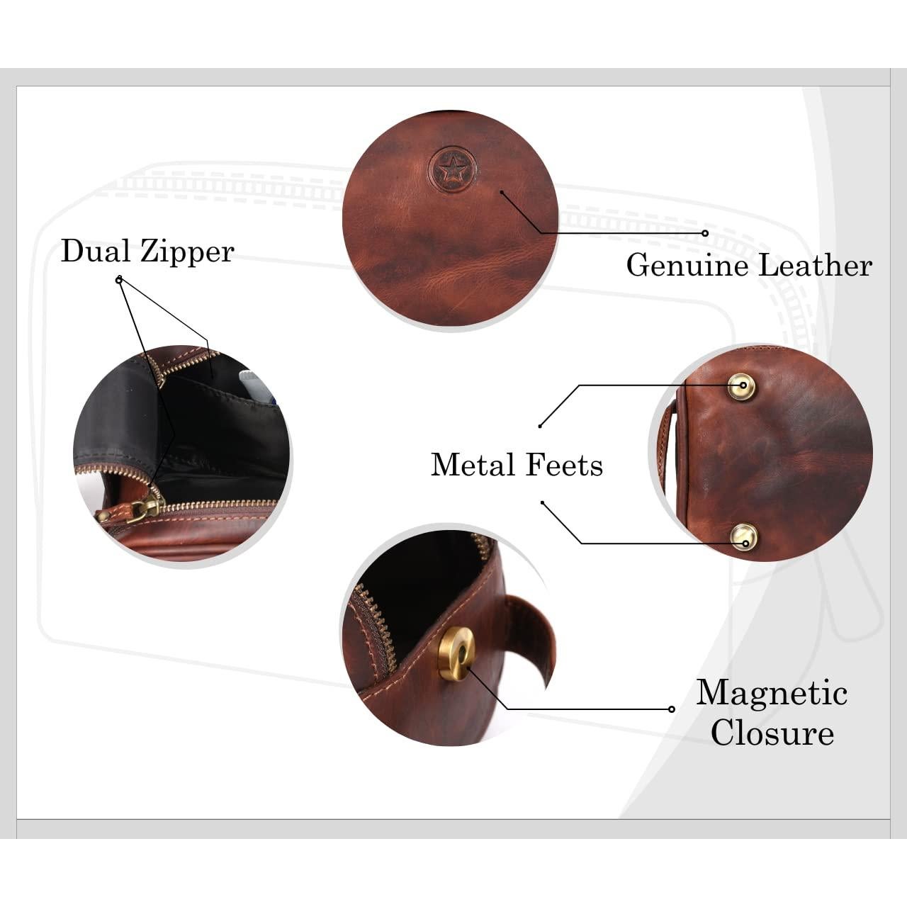 Neceser de Viaje de Cuero Aaron 26x12x14cm Impermeable