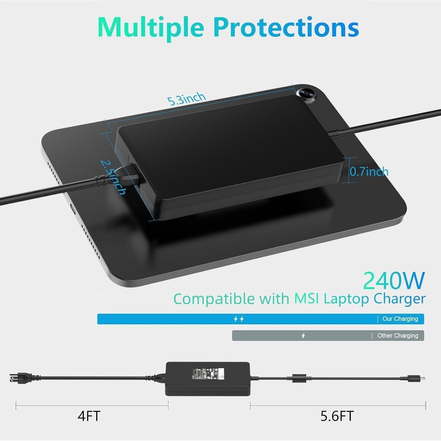 Cargador de Laptop GERVGHS 240W Compatible MSI GE76 GE66