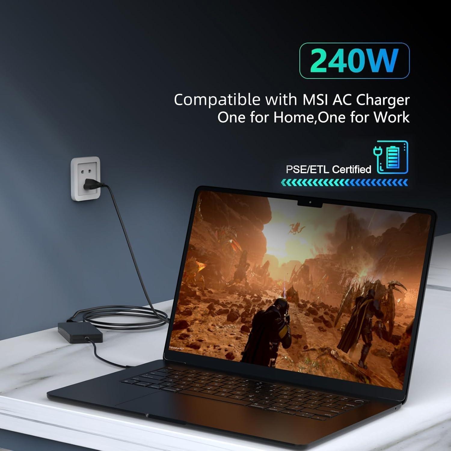 Cargador de Laptop GERVGHS 240W Compatible MSI GE76 GE66