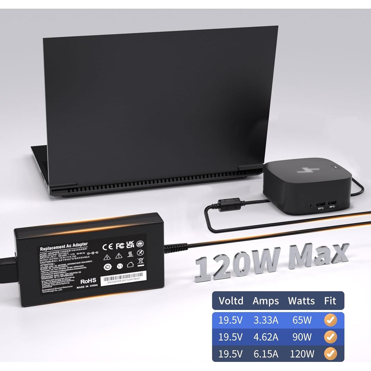 Cargador de Laptop 120W HP USB-C Dock G5 4.5x3.0mm