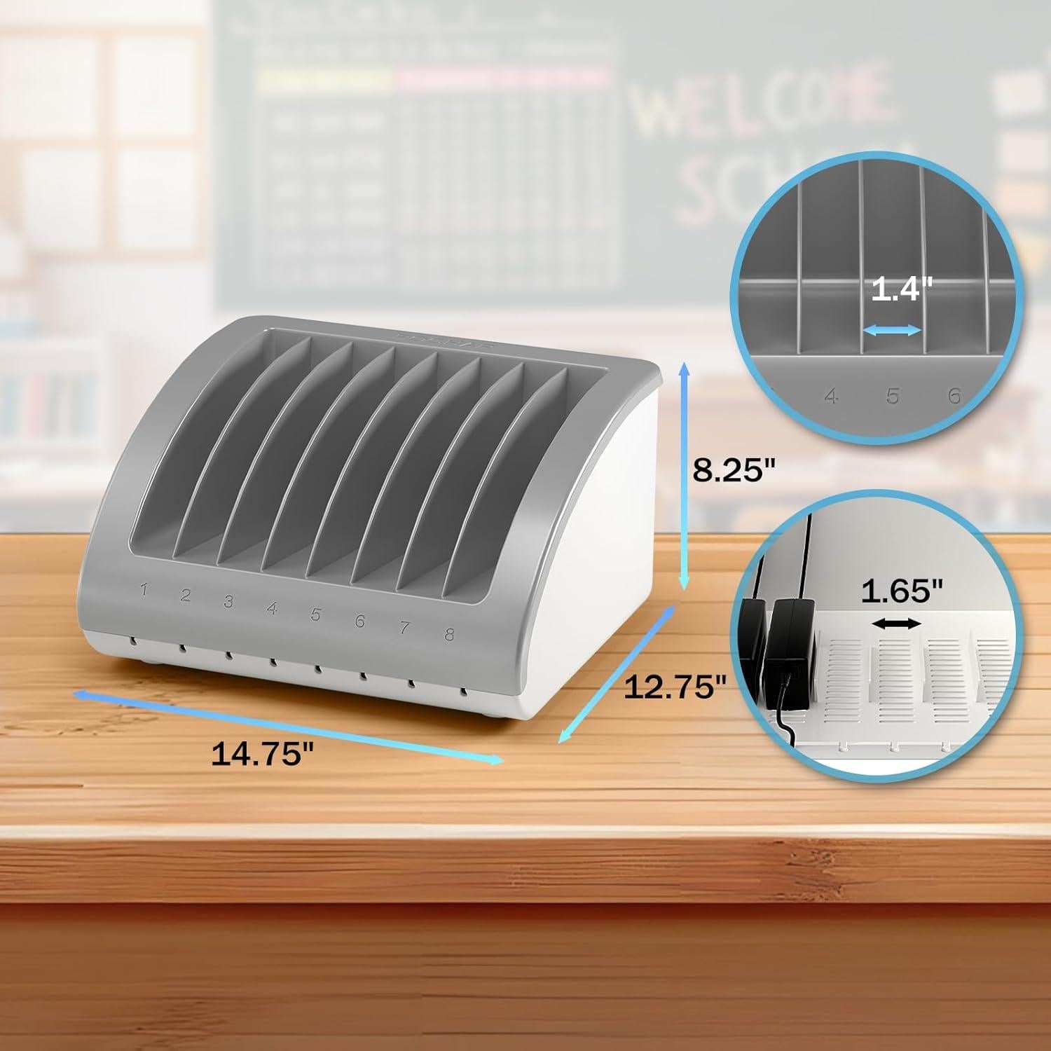 Estación de Carga Universal POCHAR para 8 Dispositivos - Ideal para Aulas y Oficinas