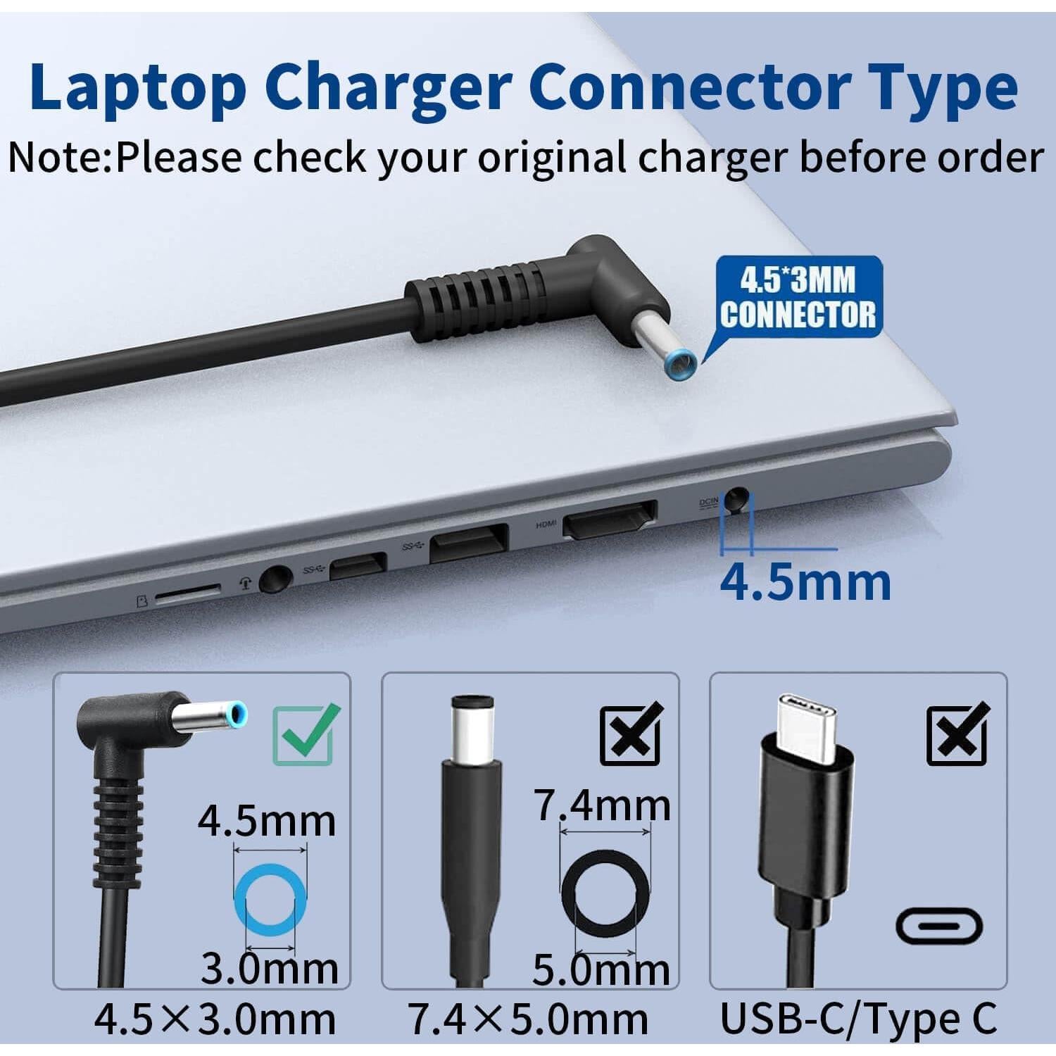 Cargador 45W ZAYAUPVL para Laptop HP Punta Azul 19.5V