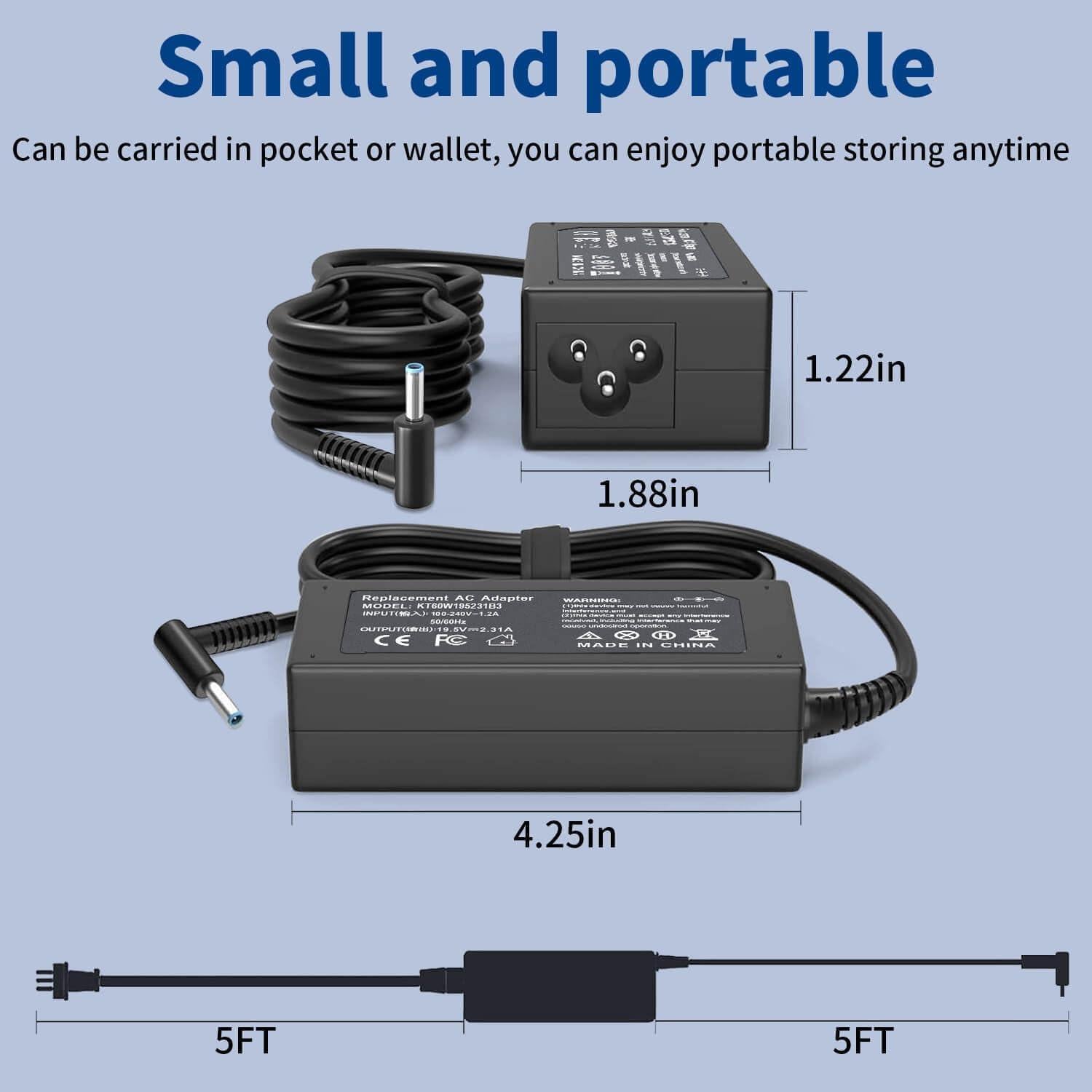 Cargador 45W ZAYAUPVL para Laptop HP Punta Azul 19.5V