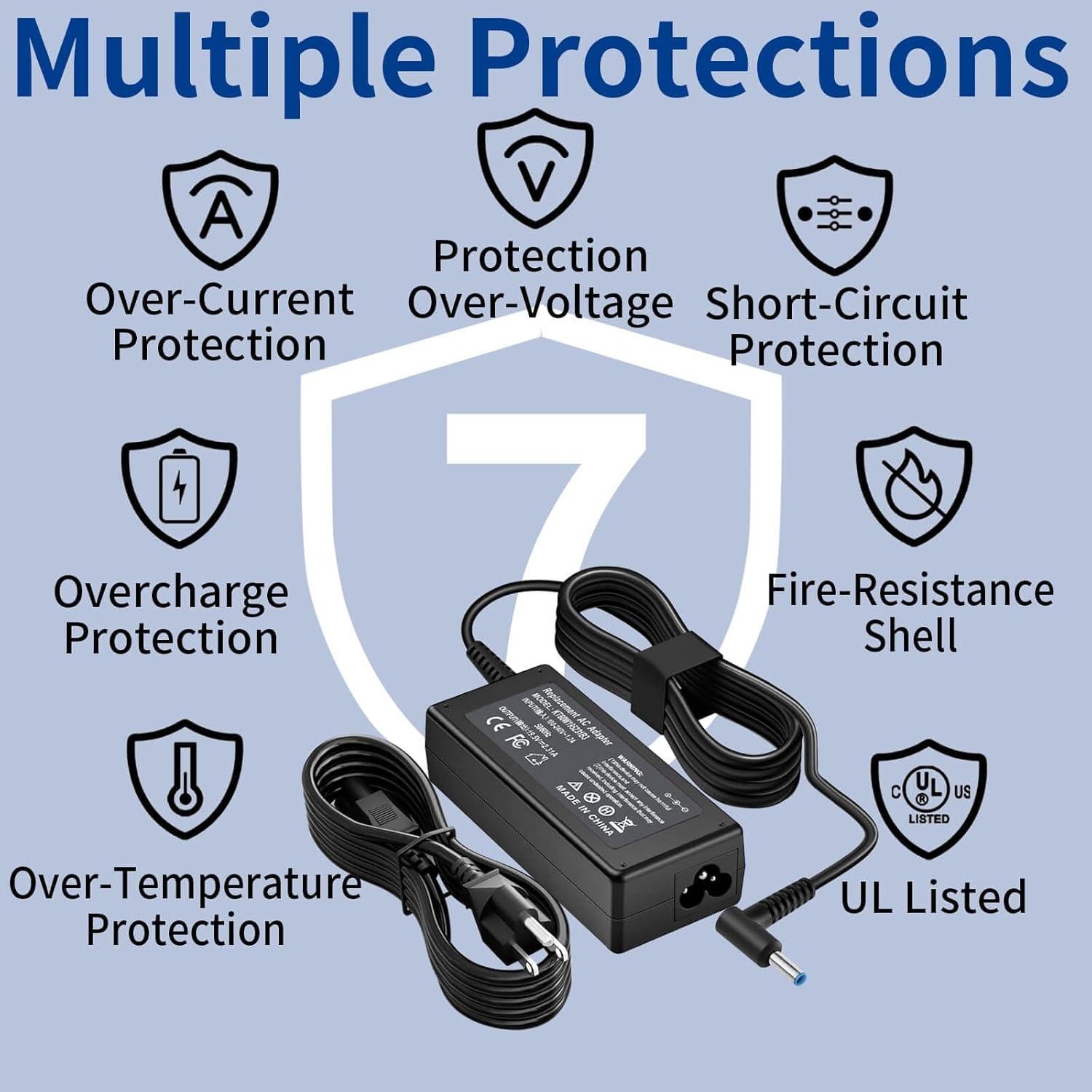 Cargador 45W ZAYAUPVL para Laptop HP Punta Azul 19.5V