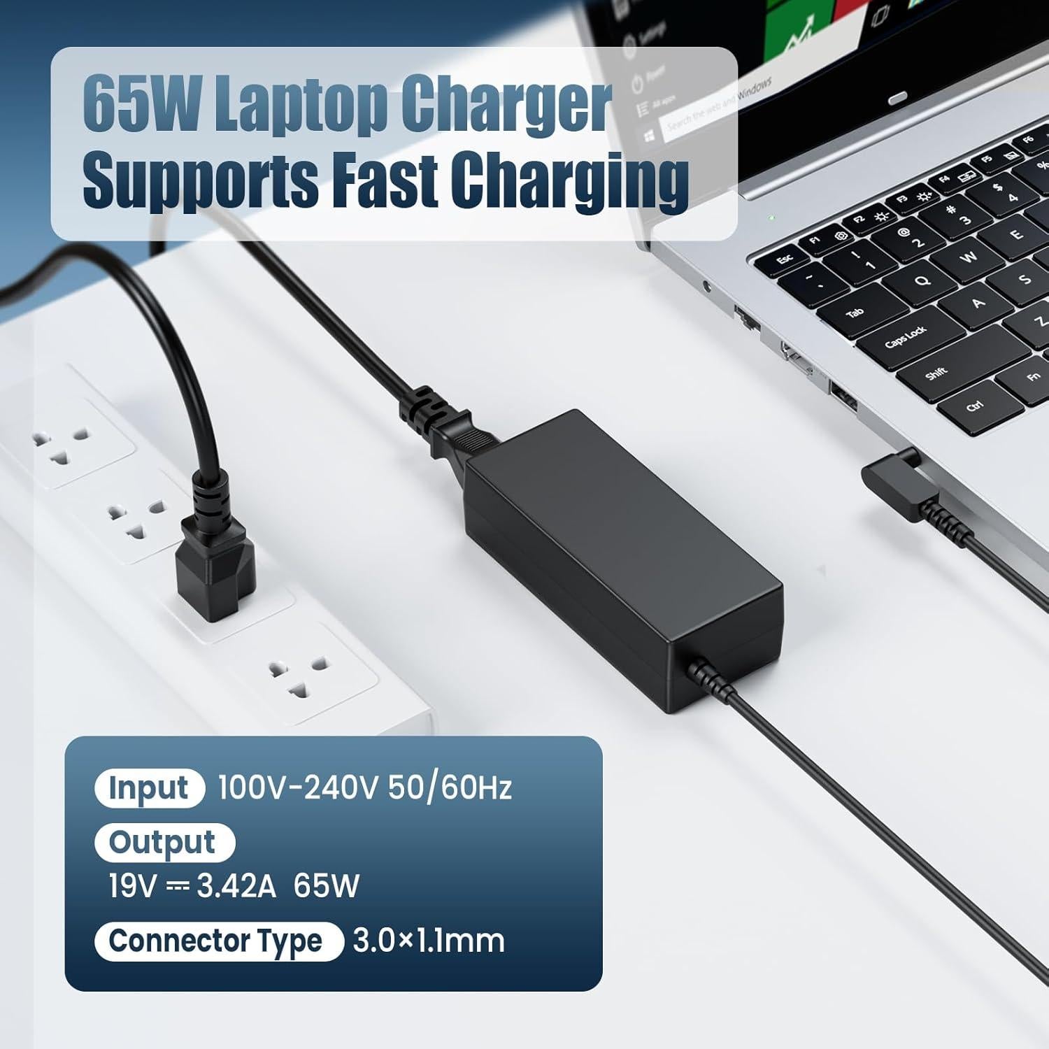 Cargador de Laptop Acer 65W/45W Adaptador CA S7/S5/S3/R13/R15