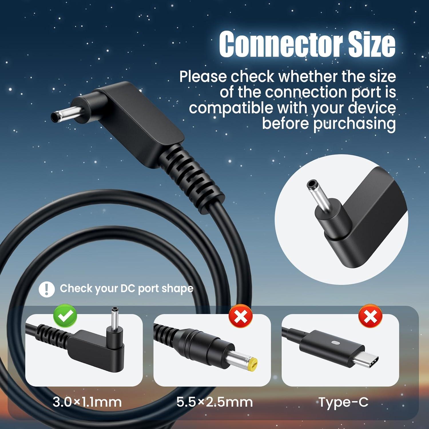 Cargador de Laptop Acer 65W/45W Adaptador CA S7/S5/S3/R13/R15