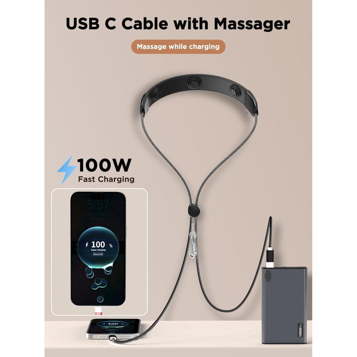 Cable de Carga Rápida USB C a USB C Aioneus 1.37m 100W