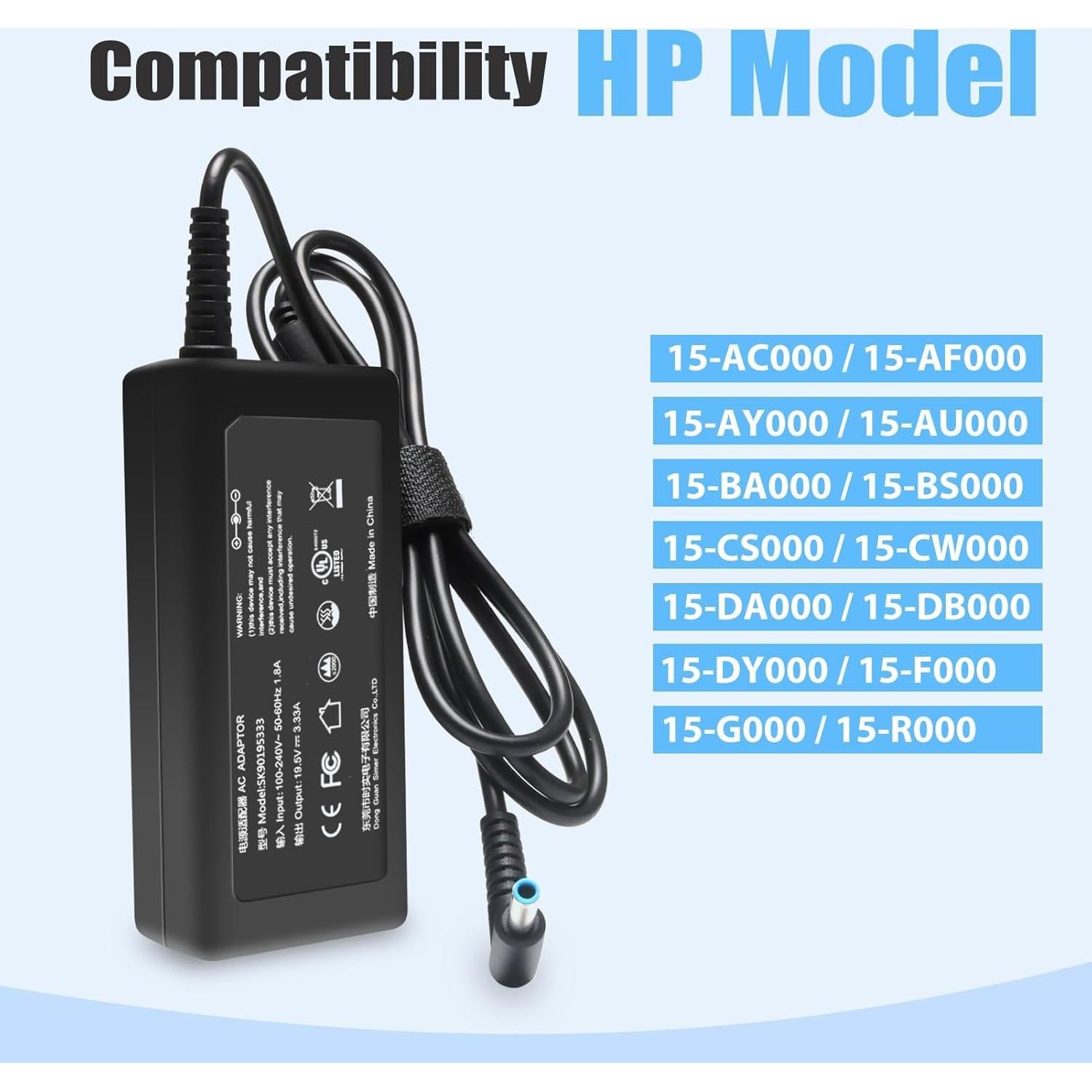 Cargador de Laptop 65W HP 15 Series Adaptador 3.05m
