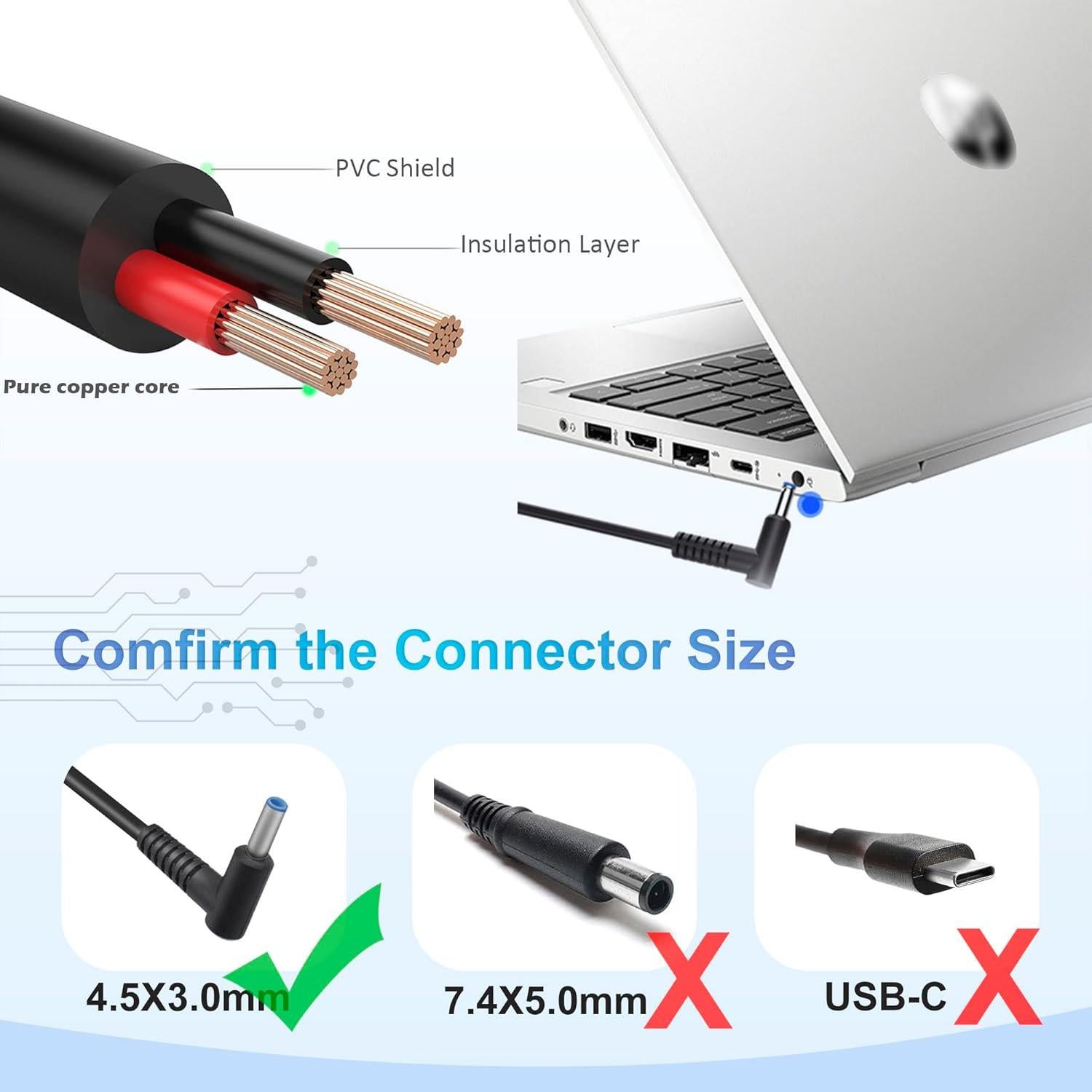 Cargador de Laptop 65W HP 15 Series Adaptador 3.05m