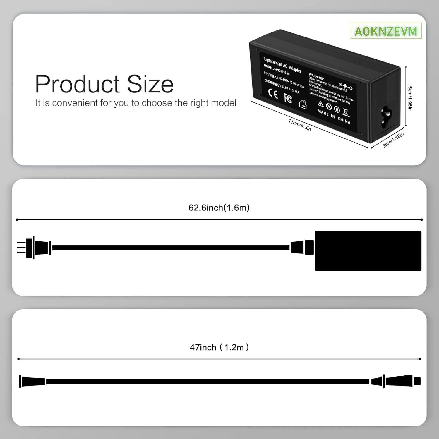 Cargador Laptop AOKNZEVM 65W Compatible Dell Inspiron/Latitude/Vostro