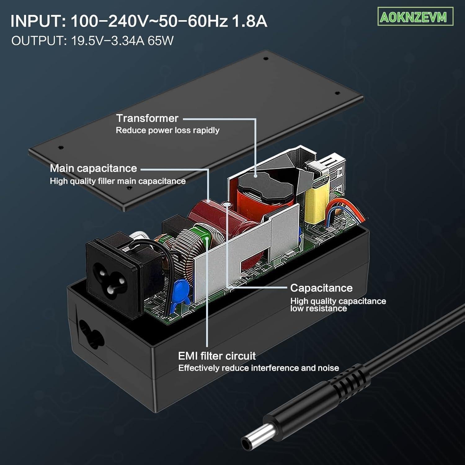 Cargador Laptop AOKNZEVM 65W Compatible Dell Inspiron/Latitude/Vostro