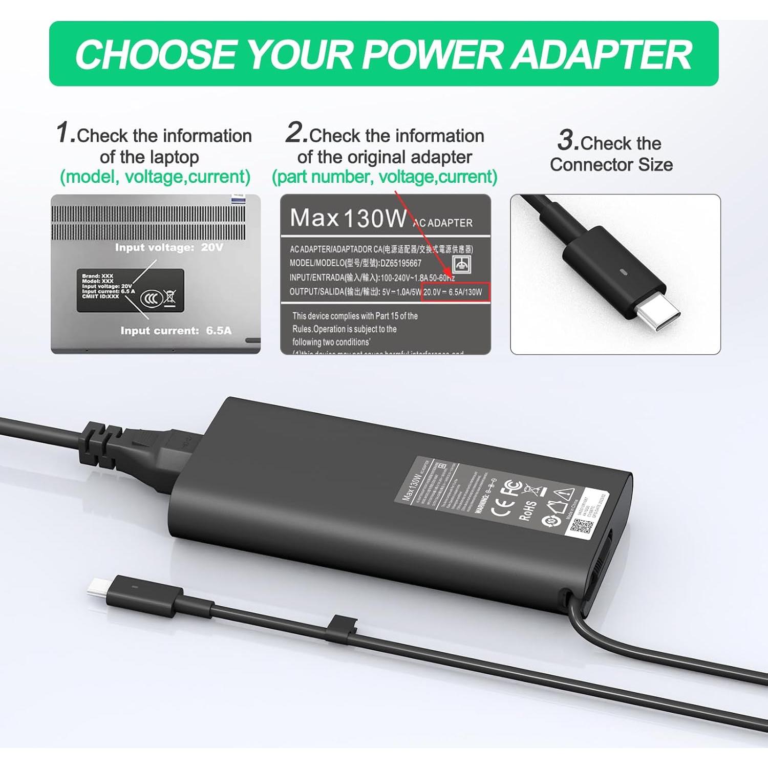 Cargador de Laptop 130W USB-C DONGGUAN para Dell XPS/Precision