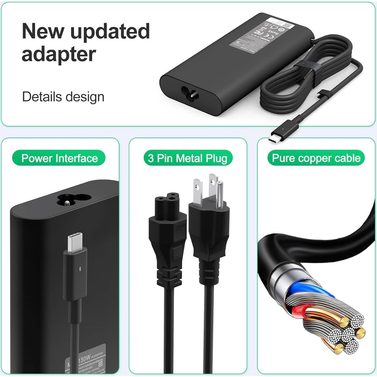 Cargador de Laptop 130W USB-C DONGGUAN para Dell XPS/Precision