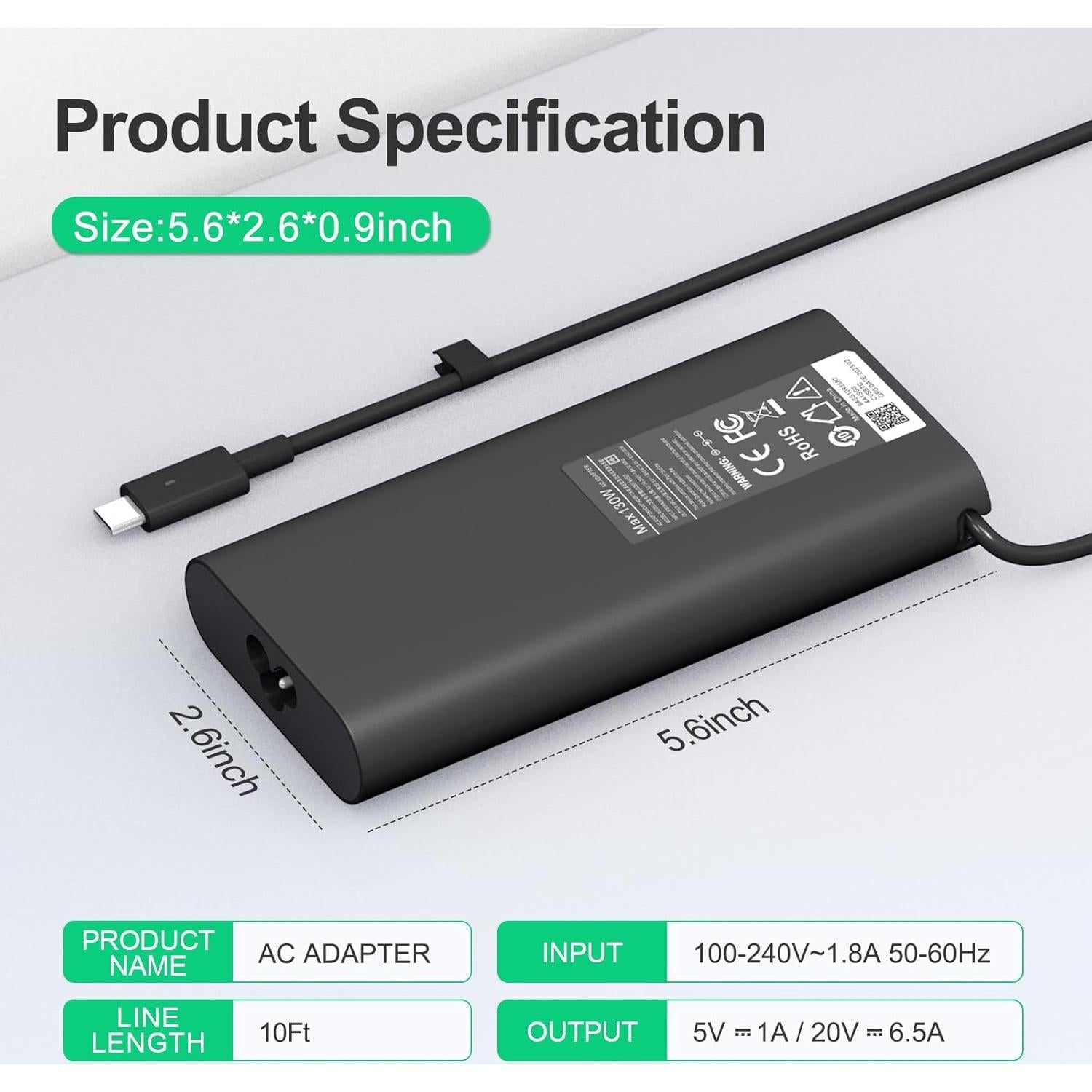 Cargador de Laptop 130W USB-C DONGGUAN para Dell XPS/Precision