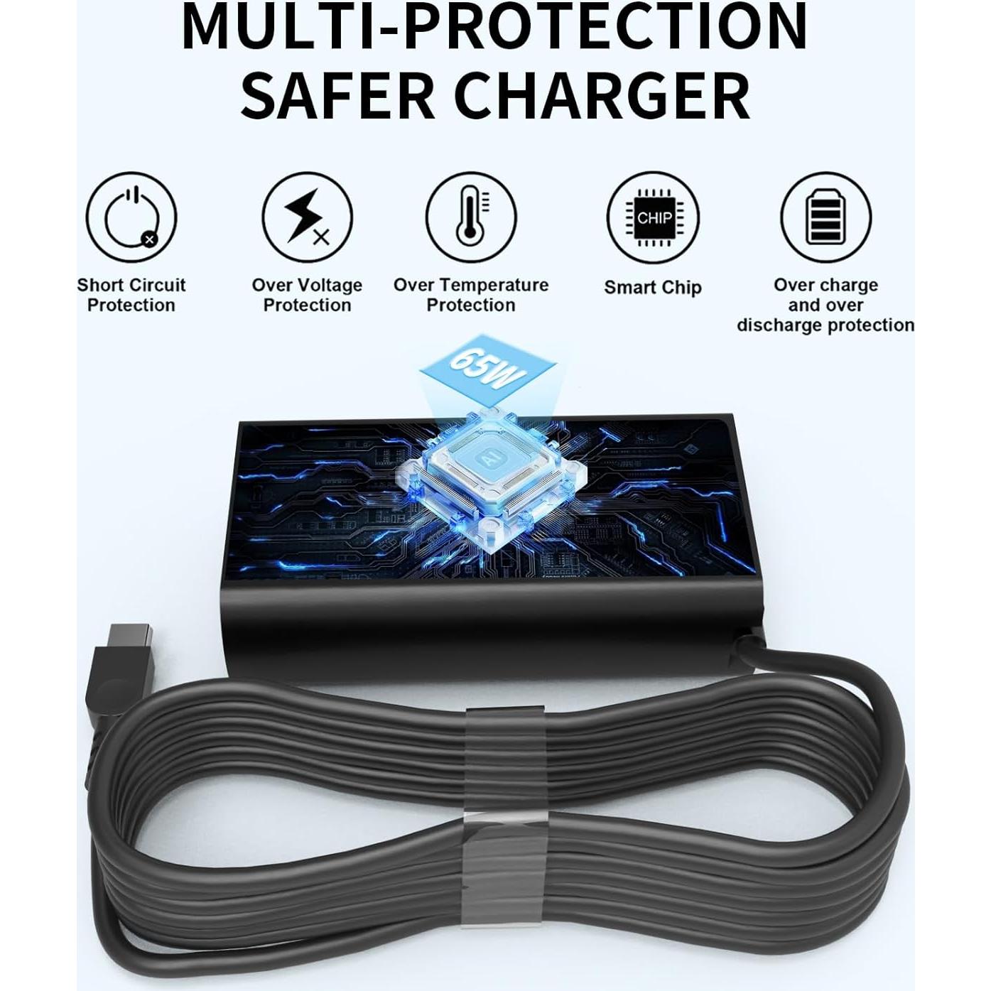 Cargador USB C 65W NXNUFCSM para Lenovo ThinkPad y Chromebook