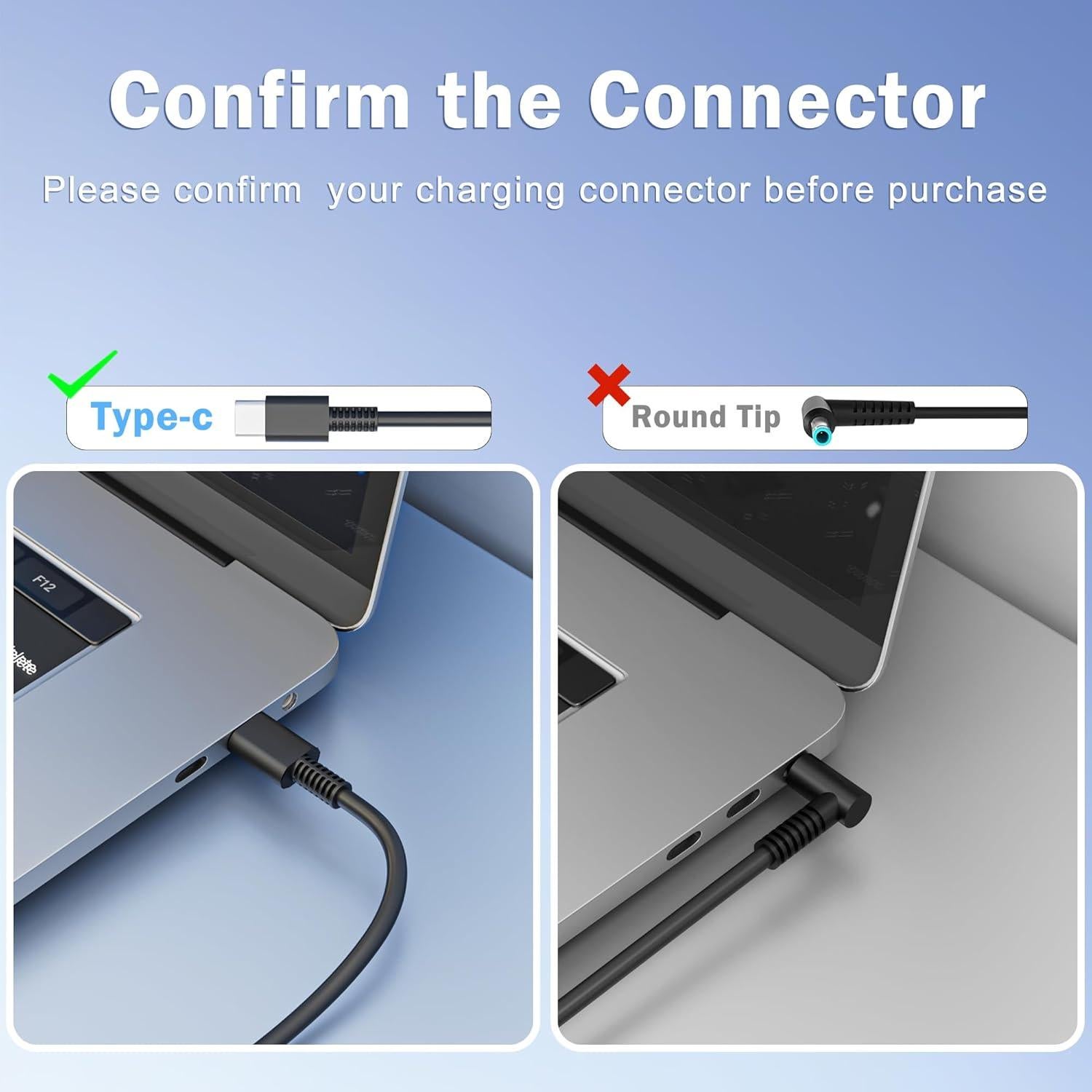 Cargador USB-C 65W para Laptop HP, Dell, Lenovo, Asus