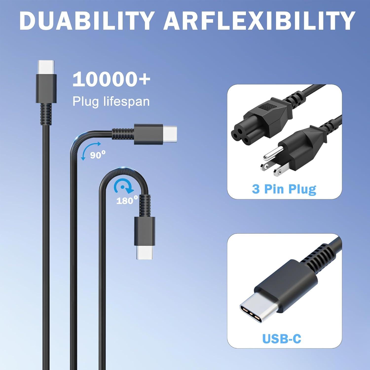 Cargador USB-C 65W para Laptop HP, Dell, Lenovo, Asus