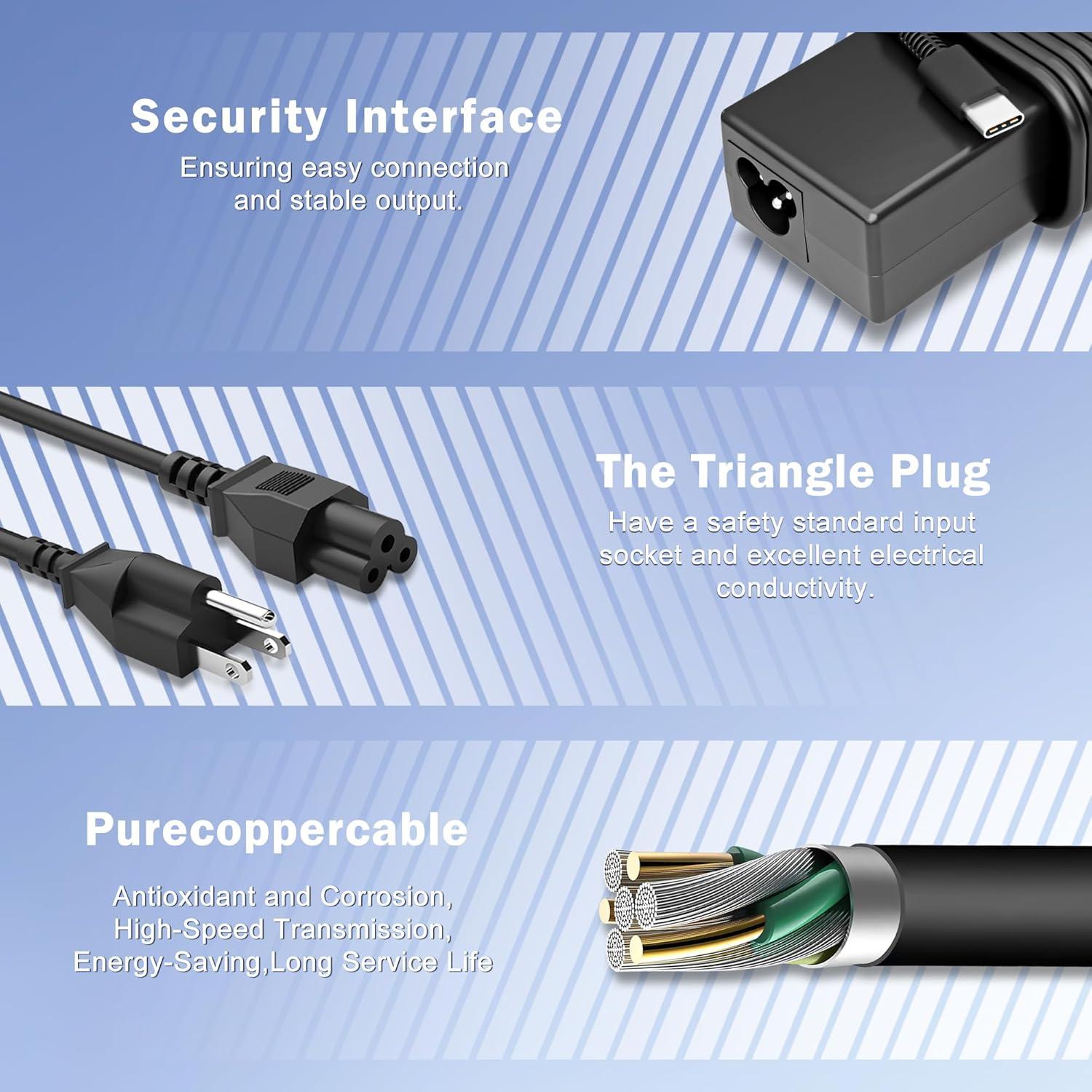 Cargador USB-C 65W para Laptop HP, Dell, Lenovo, Asus