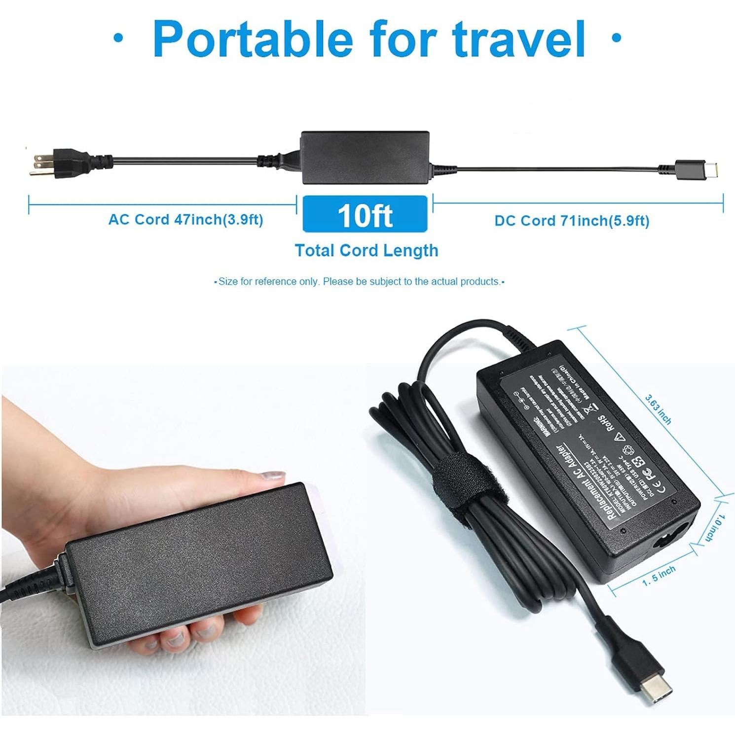 Adaptador Cargador USB-C 65W Emanjor para Acer Chromebook