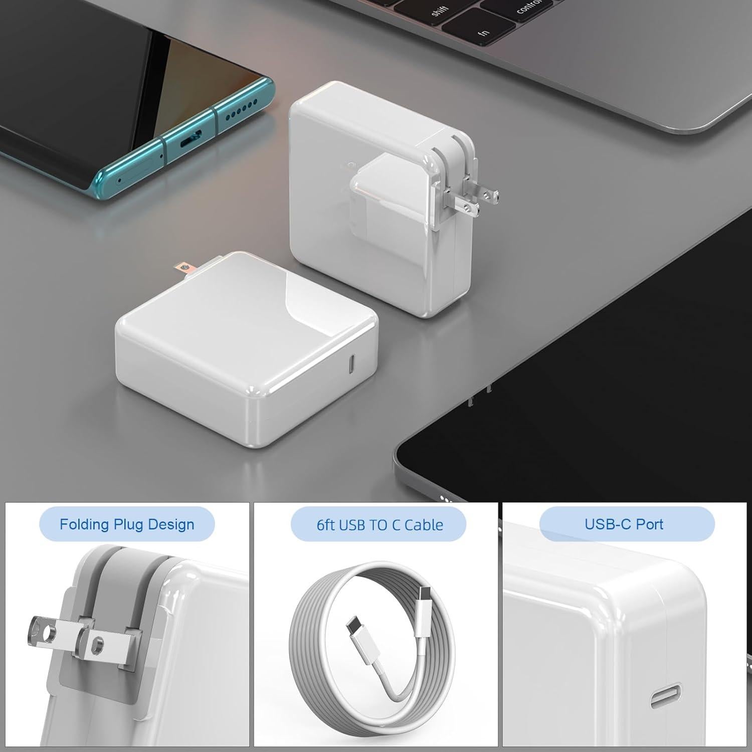 Adaptador de corriente rápido USB C 118W para MacBook Pro/Air