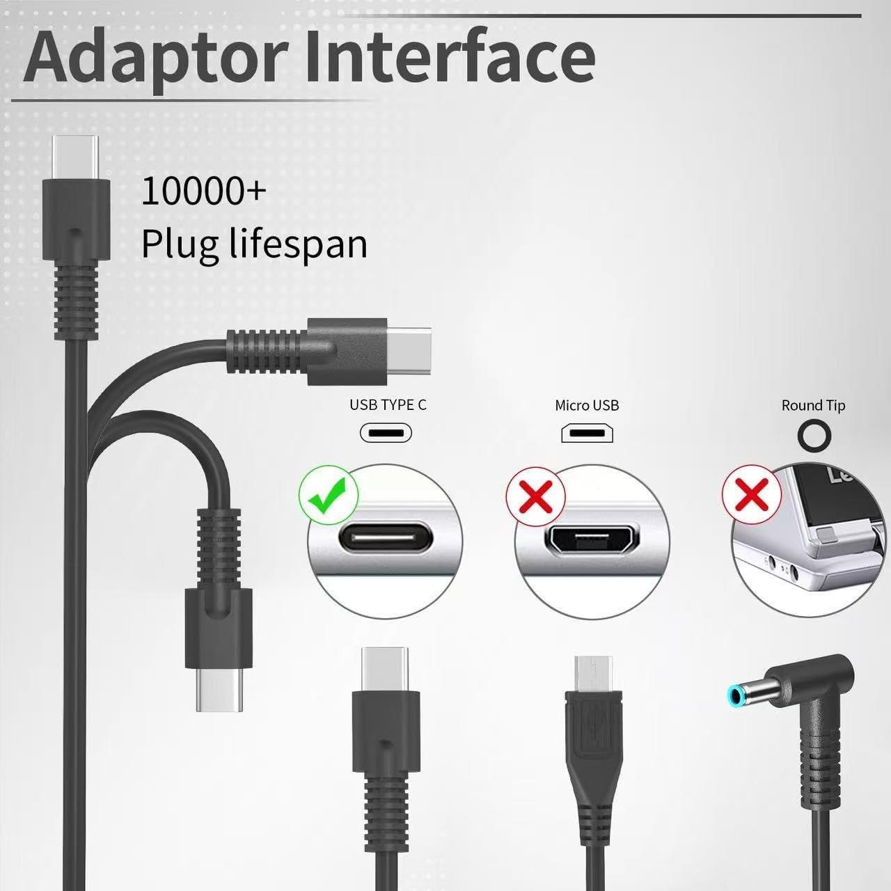 Cargador USB-C 65W Speott para Laptop HP y Chromebook