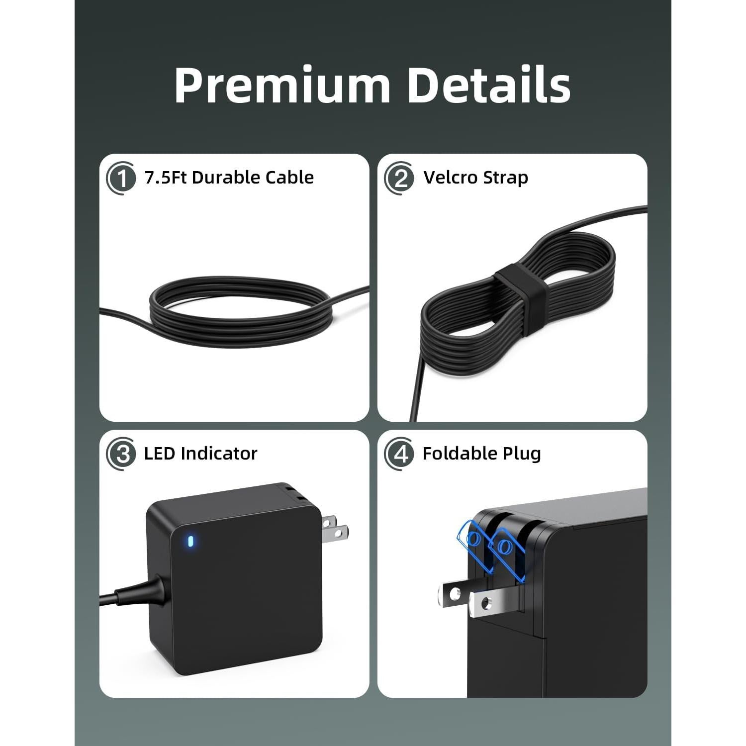 Cargador AC Superer 65W Punta Redonda Compatible Lenovo