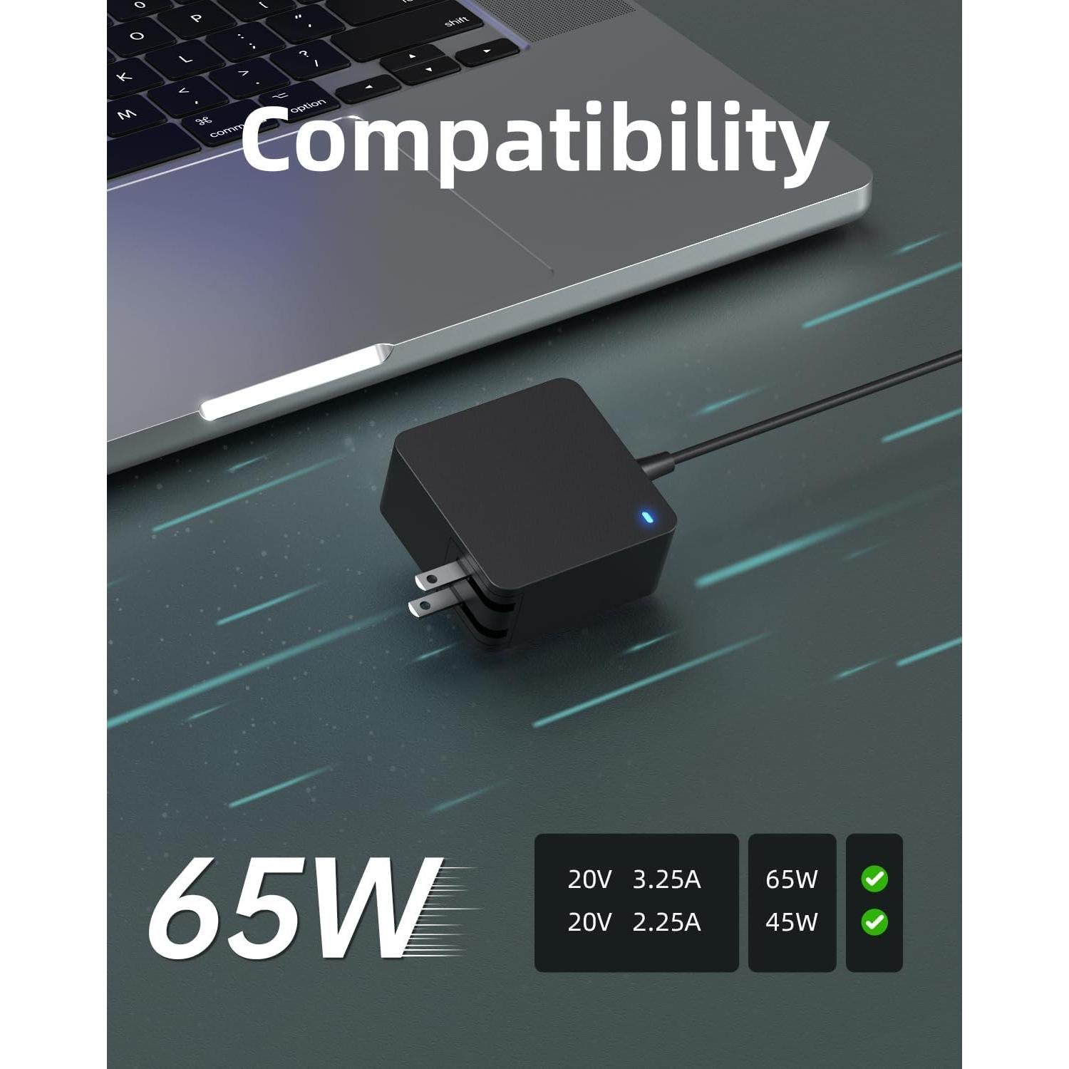 Cargador AC Superer 65W Punta Redonda Compatible Lenovo