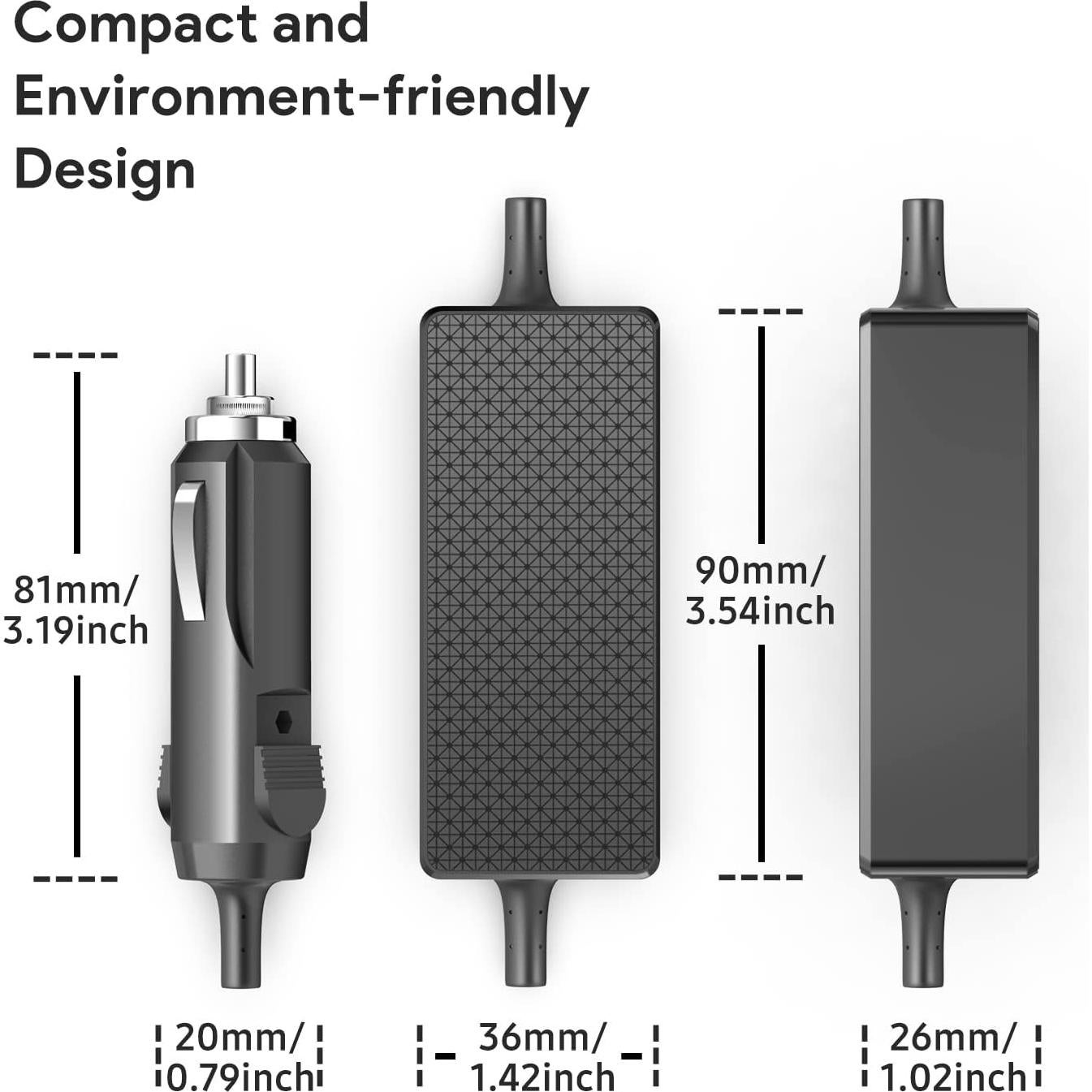 KFD 100W USB C Laptop Car Charger 12V-24V DC Adapter for MacBook Pro/Air,Hp,Dell,Surface,Lenovo Samsung,LG,Acer,Asus Rog G16 Flow X13 Z13,MSI Titan 18 17,DJI Mini 4/Mavic 3/Air 3 Type C Power Supply