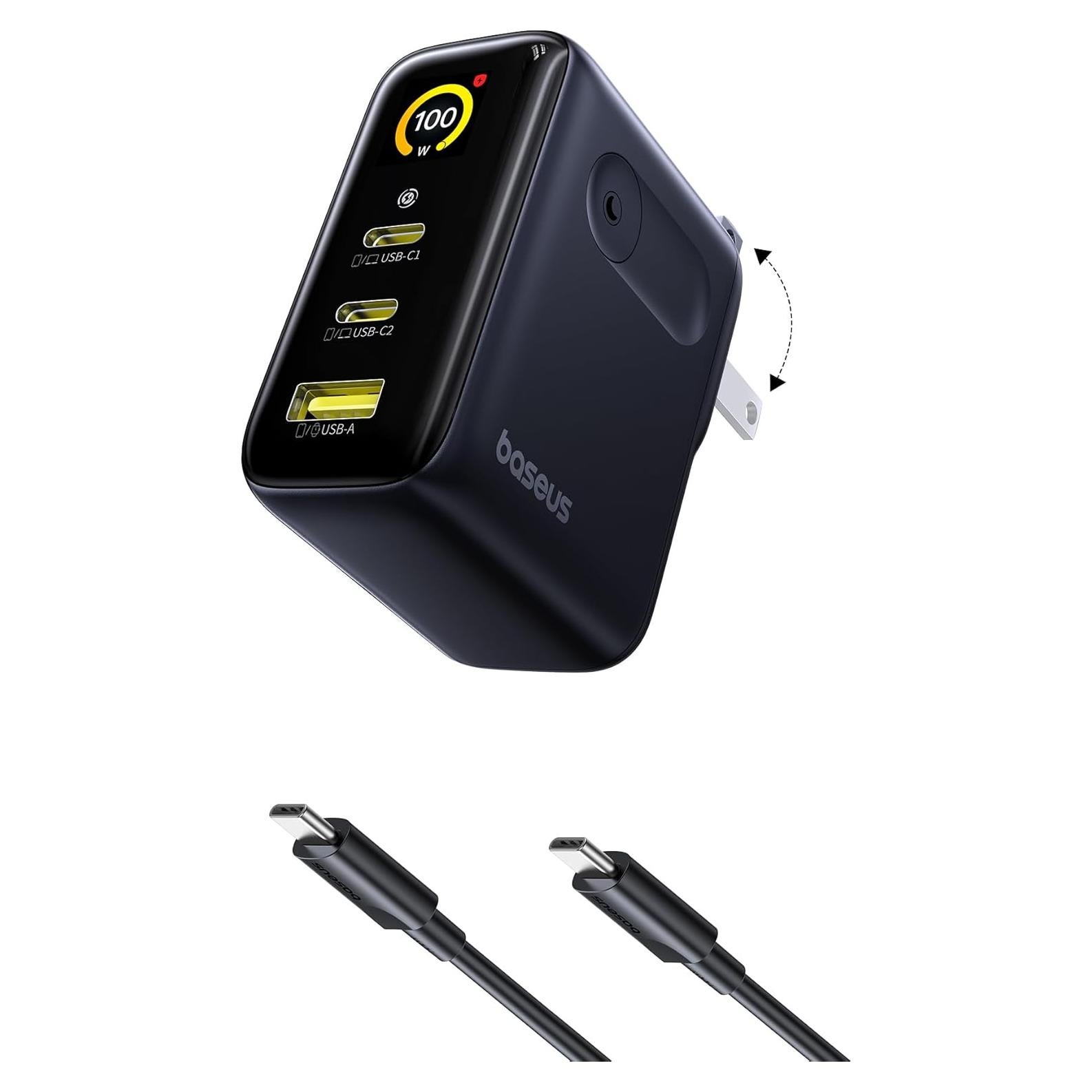 Cargador Baseus Picogo 100W USB-C 3 Puertos con Pantalla