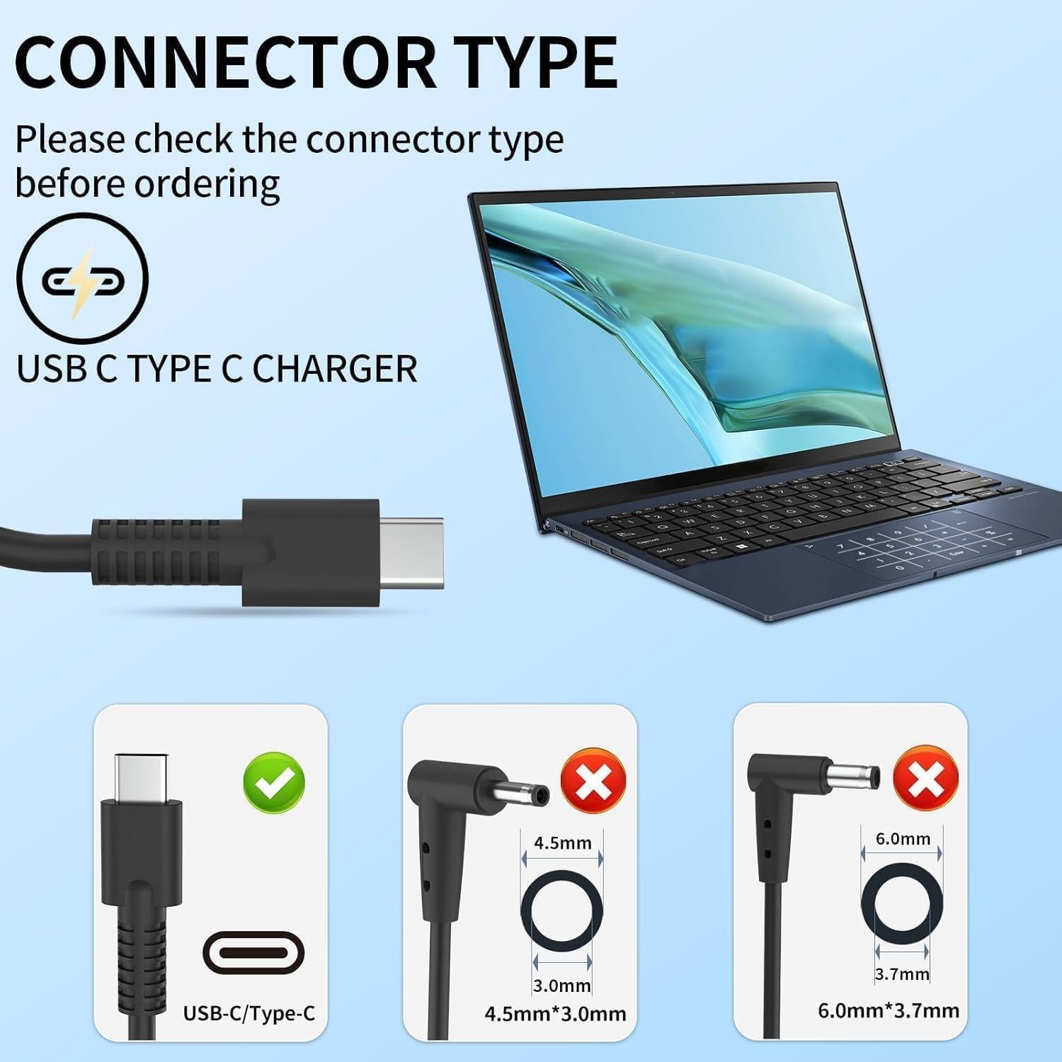 Cargador USB-C 65W Aimusen para Asus ZenBook y ExpertBook