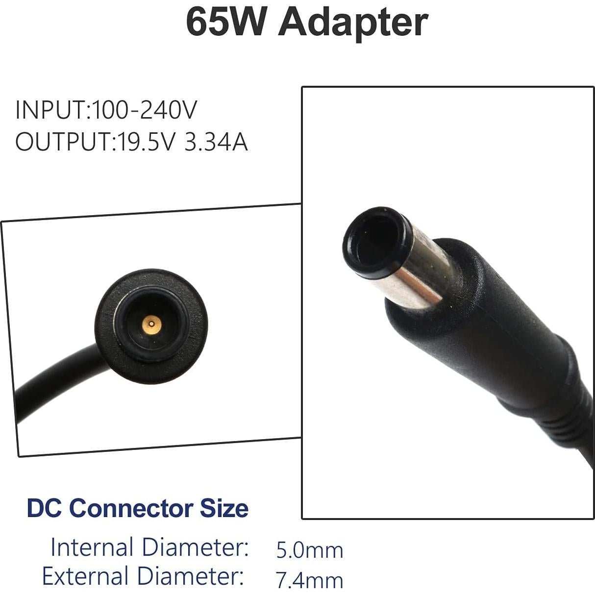 Cargador de Laptop Tinkon 65W 19.5V 3.34A Compatible Dell