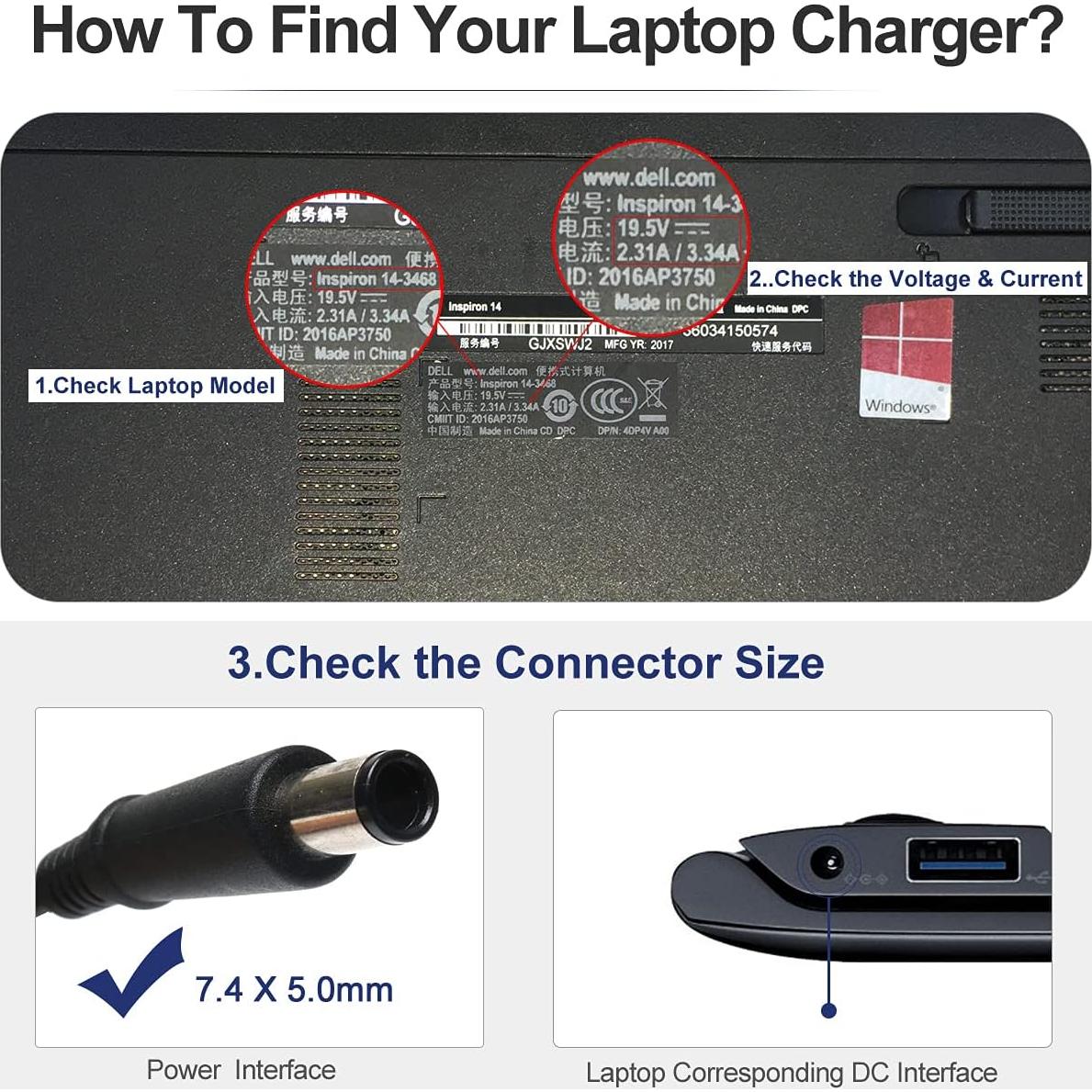 Cargador de Laptop Tinkon 65W 19.5V 3.34A Compatible Dell