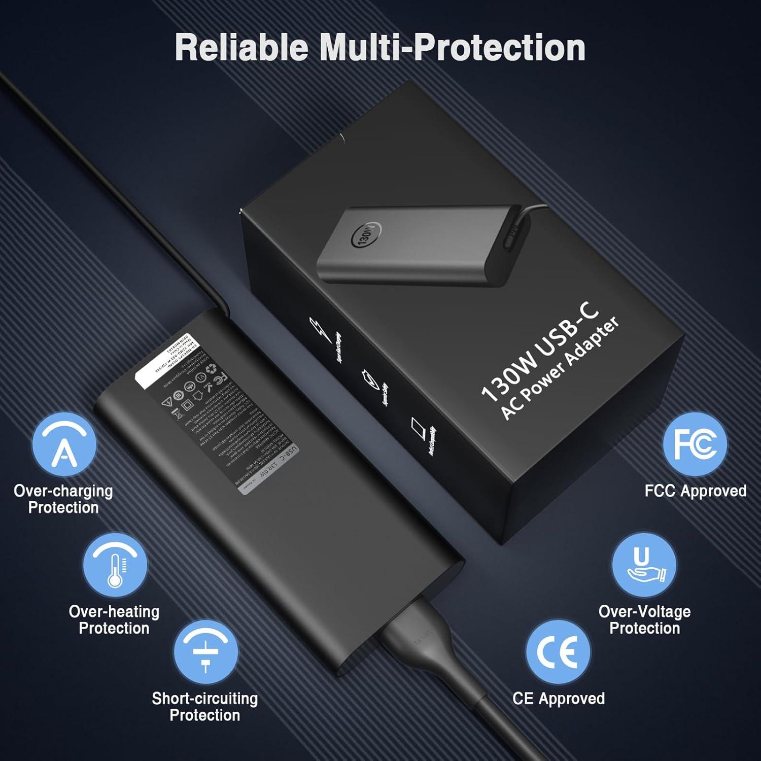 Cargador USB C 130W para Dell XPS 15 17 Precision Latitude