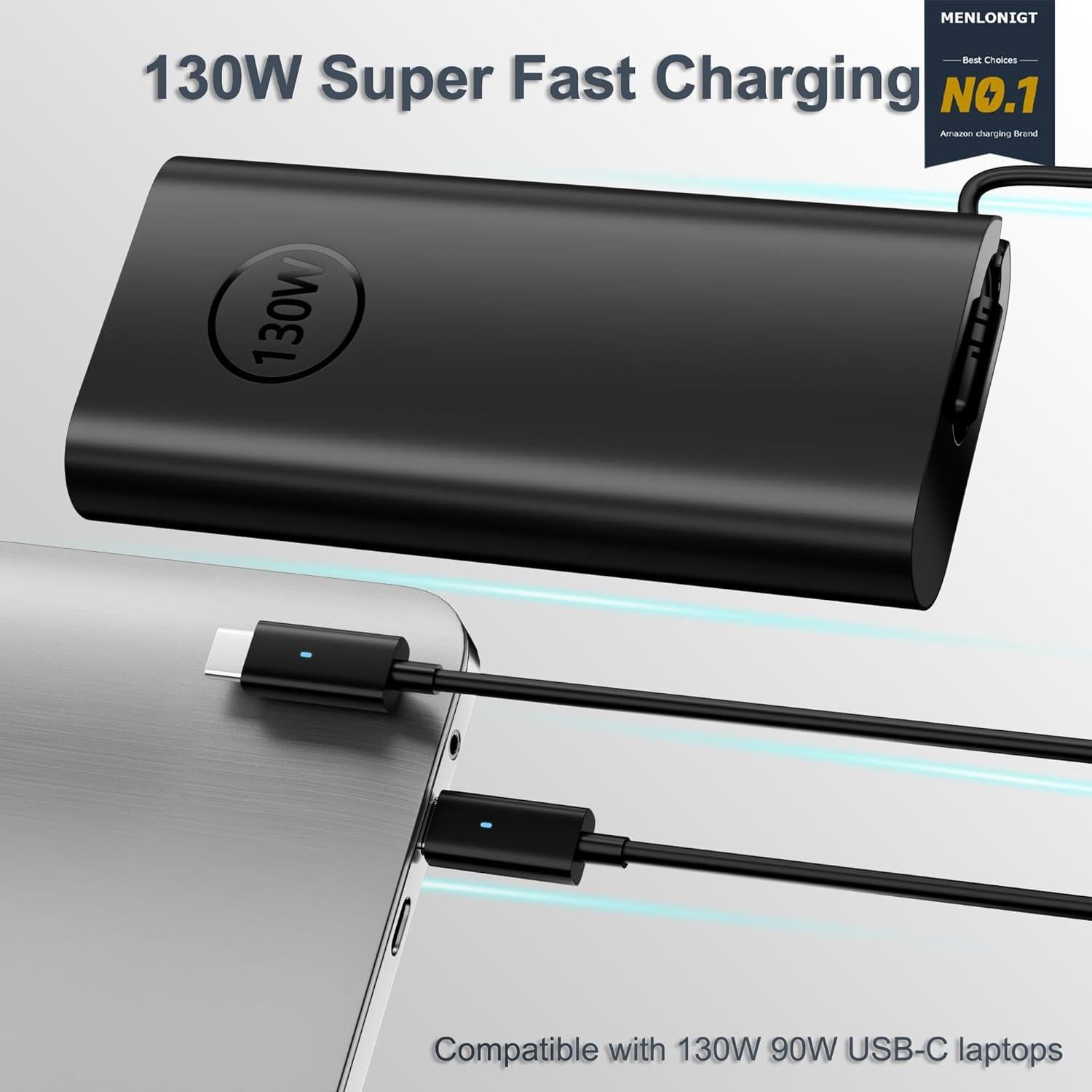 Cargador Dell 130W USB-C Delgado para XPS 15 2-en-1 y Precision