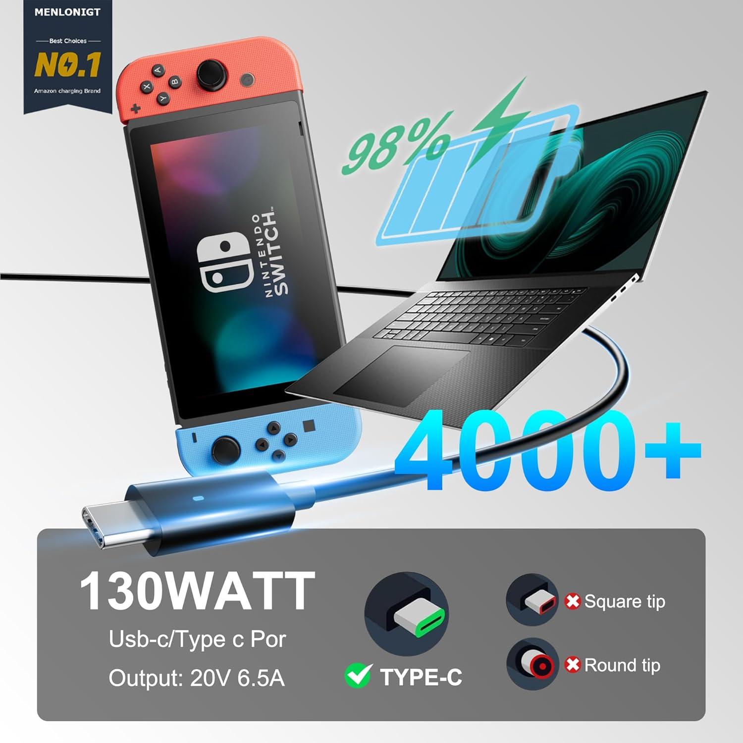 Cargador Dell 130W USB-C Delgado para XPS 15 2-en-1 y Precision