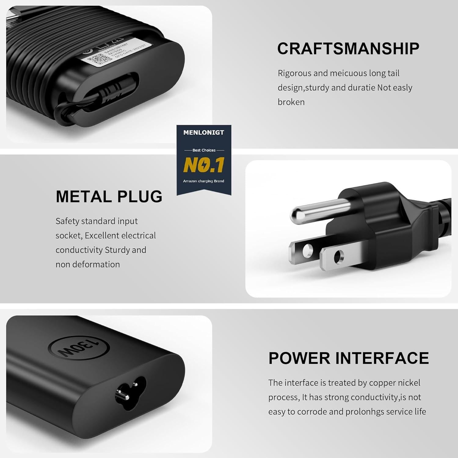 Cargador Dell 130W USB-C Delgado para XPS 15 2-en-1 y Precision