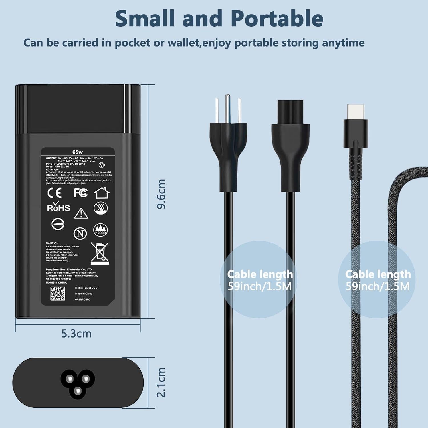 Cargador USB C 65W ELECBRAiN para Laptop HP Spectre Envy