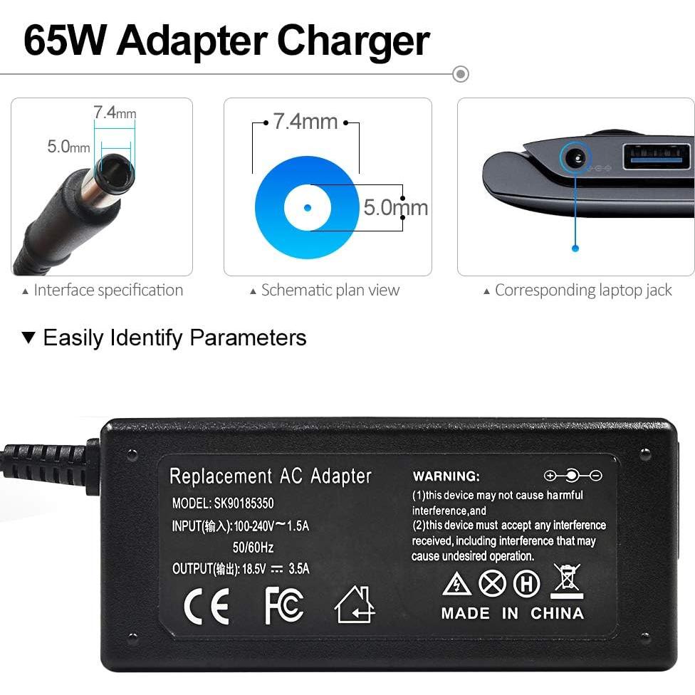 Cargador portátil SOLICE 65W compatible con HP G1 G2 725 840 850