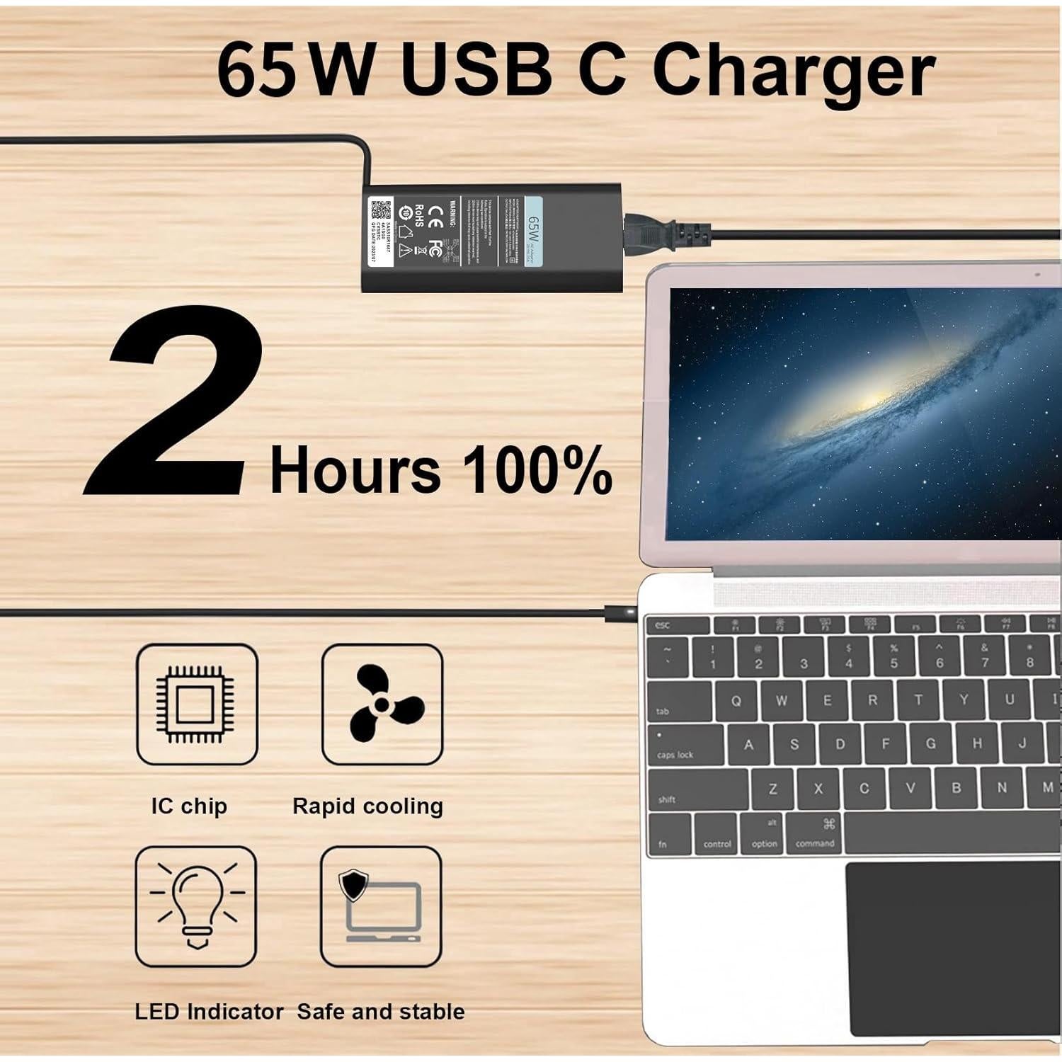 Cargador USB-C 65W Dell Adaptador de Corriente para Laptop