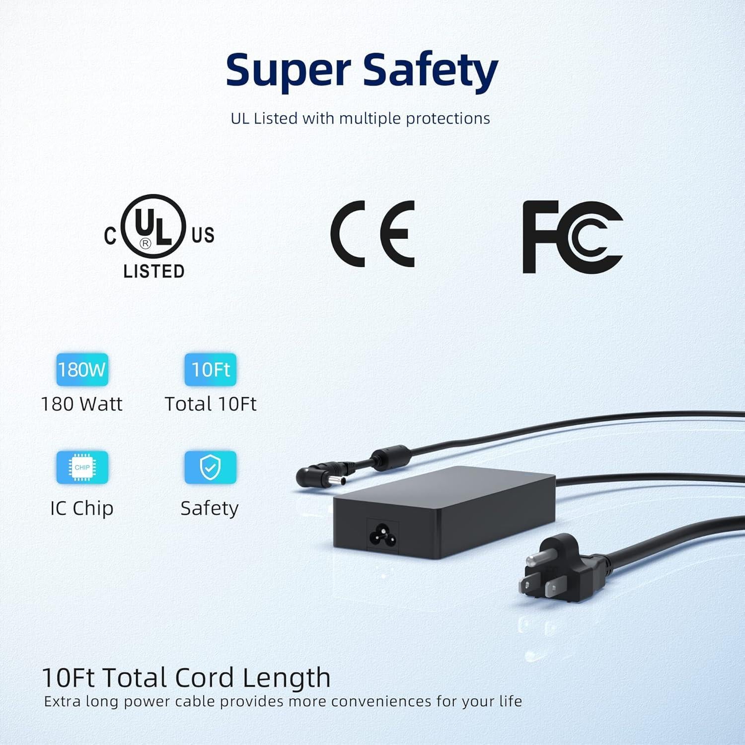 Cargador 180W Nicpower para Laptops MSI - Adaptador Rápido