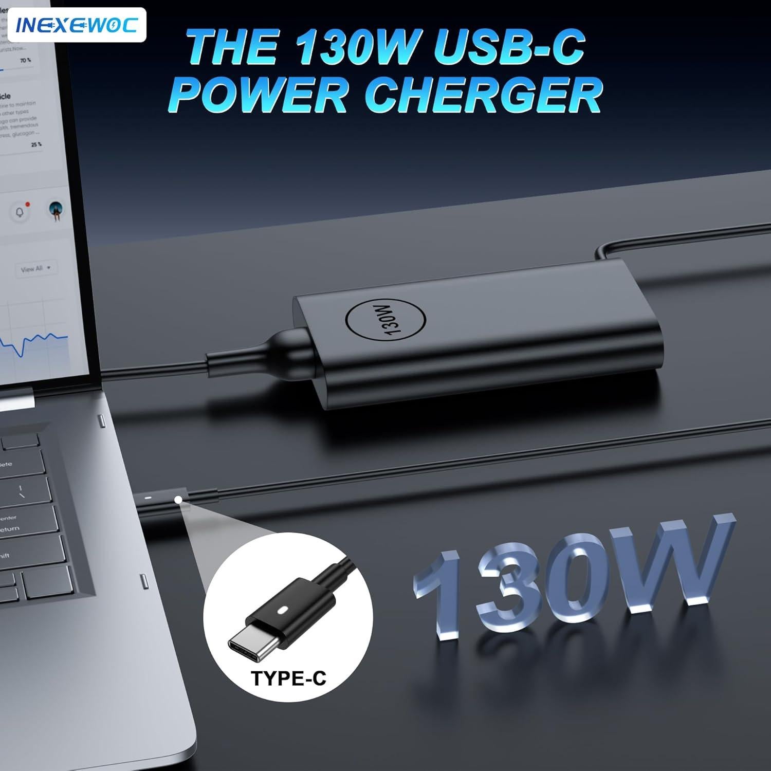 Cargador USB C 130W INEXEWOC para Laptop Dell XPS Precision Latitude