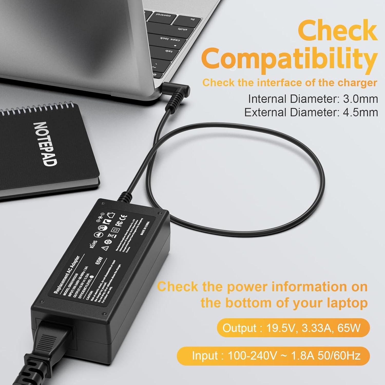 Cargador de Laptop ROLADA 65W Compatible con HP Modelo 15