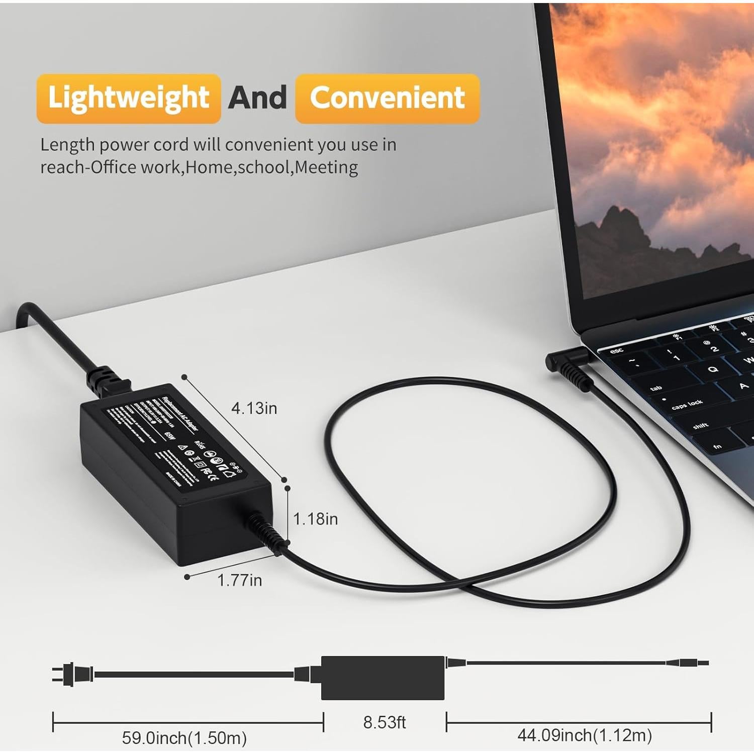 Cargador de Laptop ROLADA 65W Compatible con HP Modelo 15