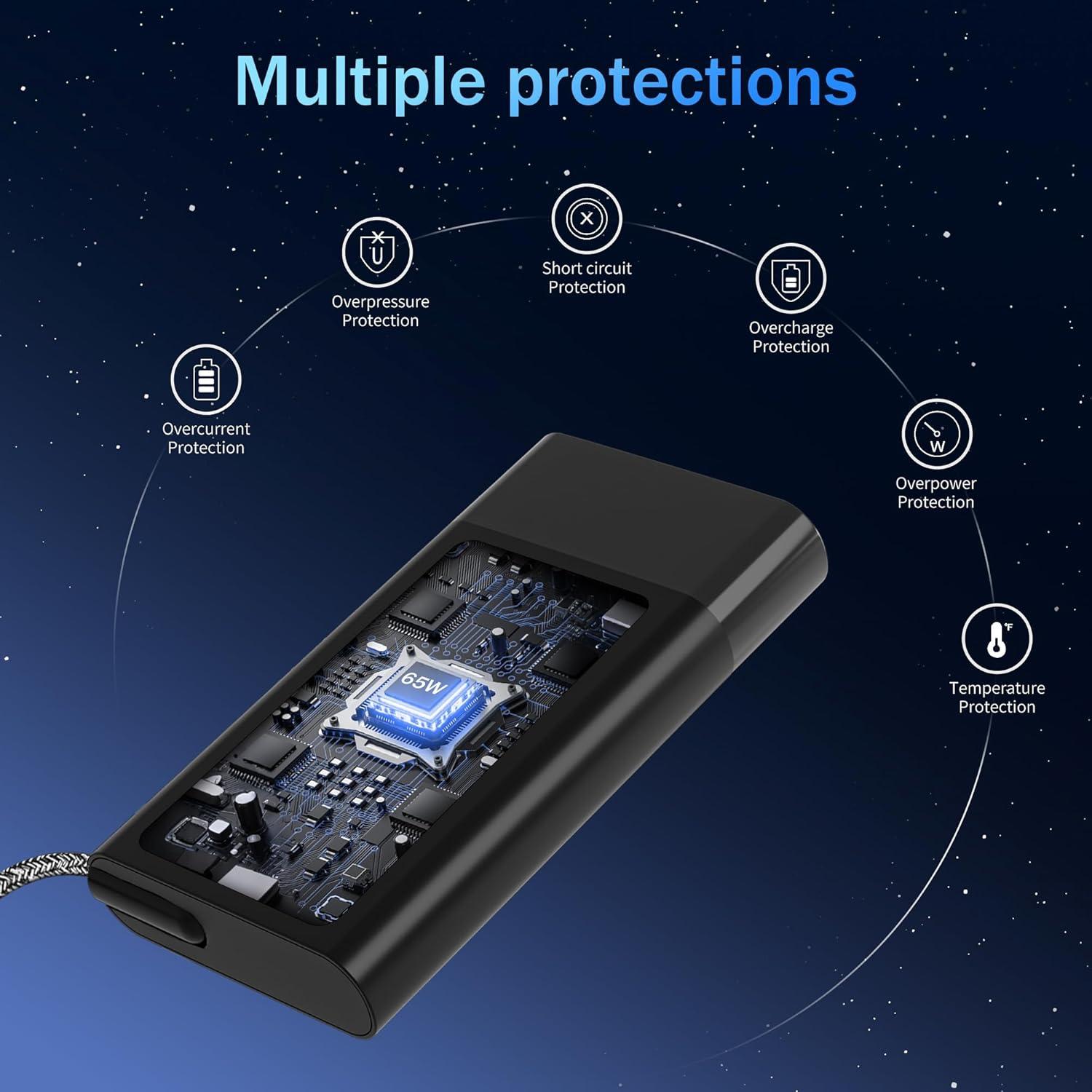 Cargador USB-C 65W GreBed para Laptop HP Spectre, Envy, Elite