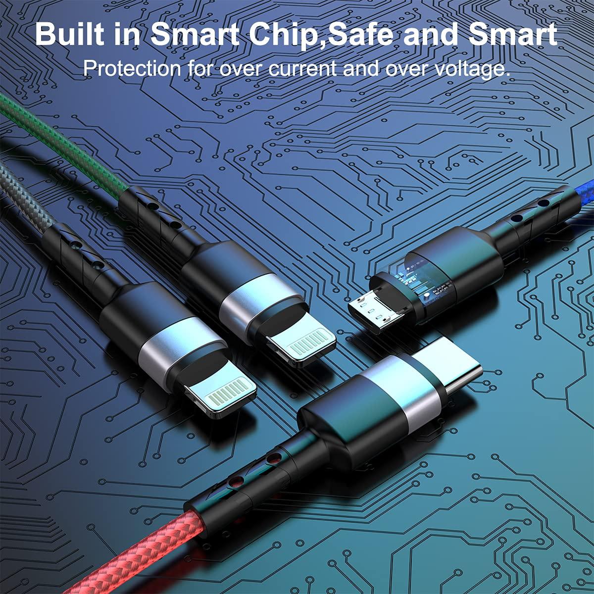 Cable de Carga Multi USB 4 en 1 MTAKYI 1.8M Nylon Trenzado