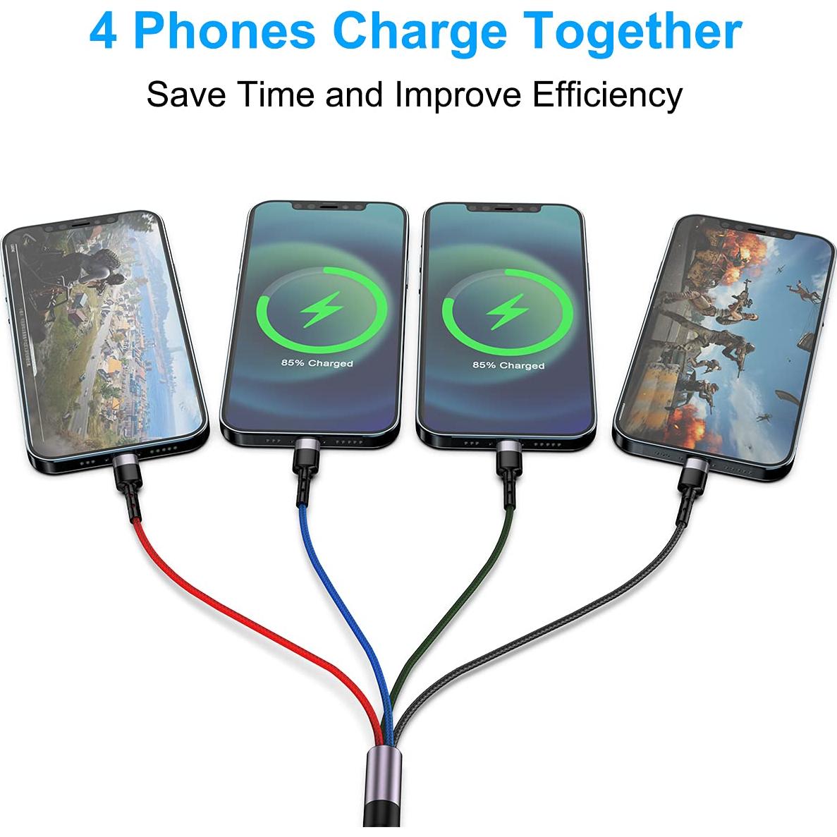 Cable de Carga Multi USB 4 en 1 MTAKYI 1.8M Nylon Trenzado