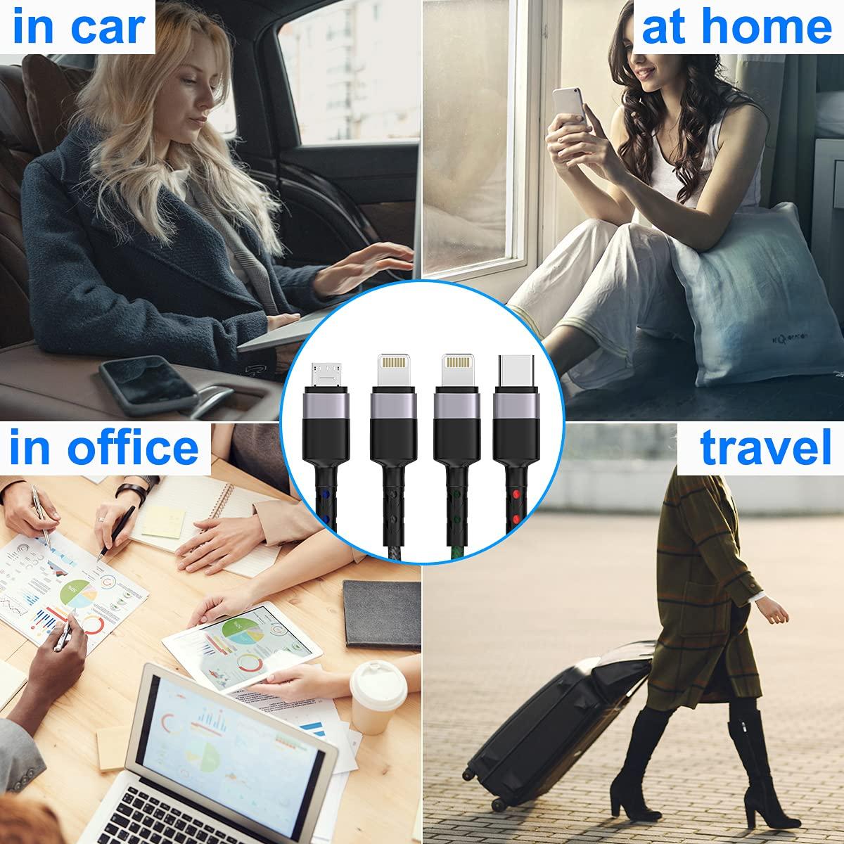 Cable de Carga Multi USB 4 en 1 MTAKYI 1.8M Nylon Trenzado