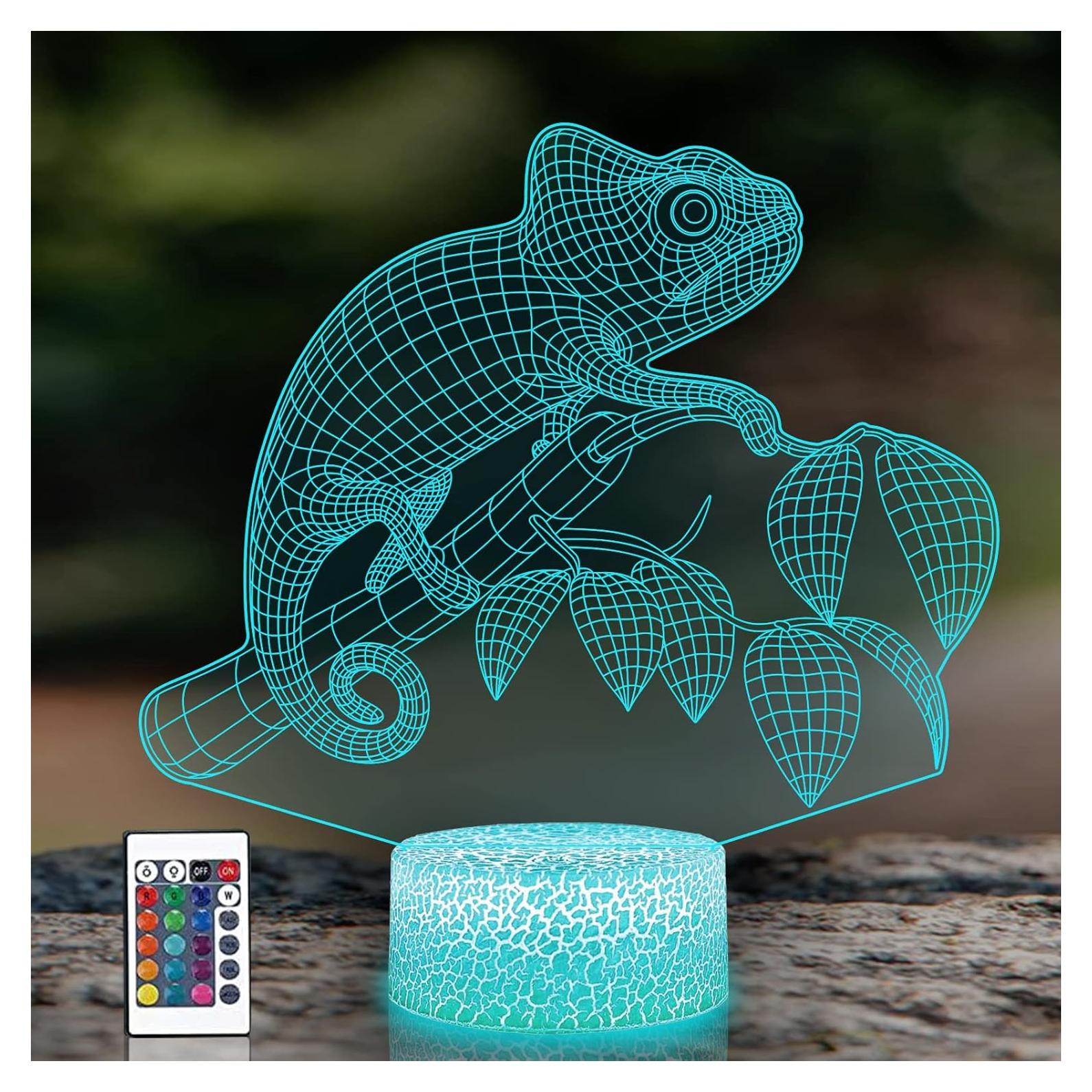 Luz Nocturna 3D Lagarto AGWIM con Control Remoto 16 Colores