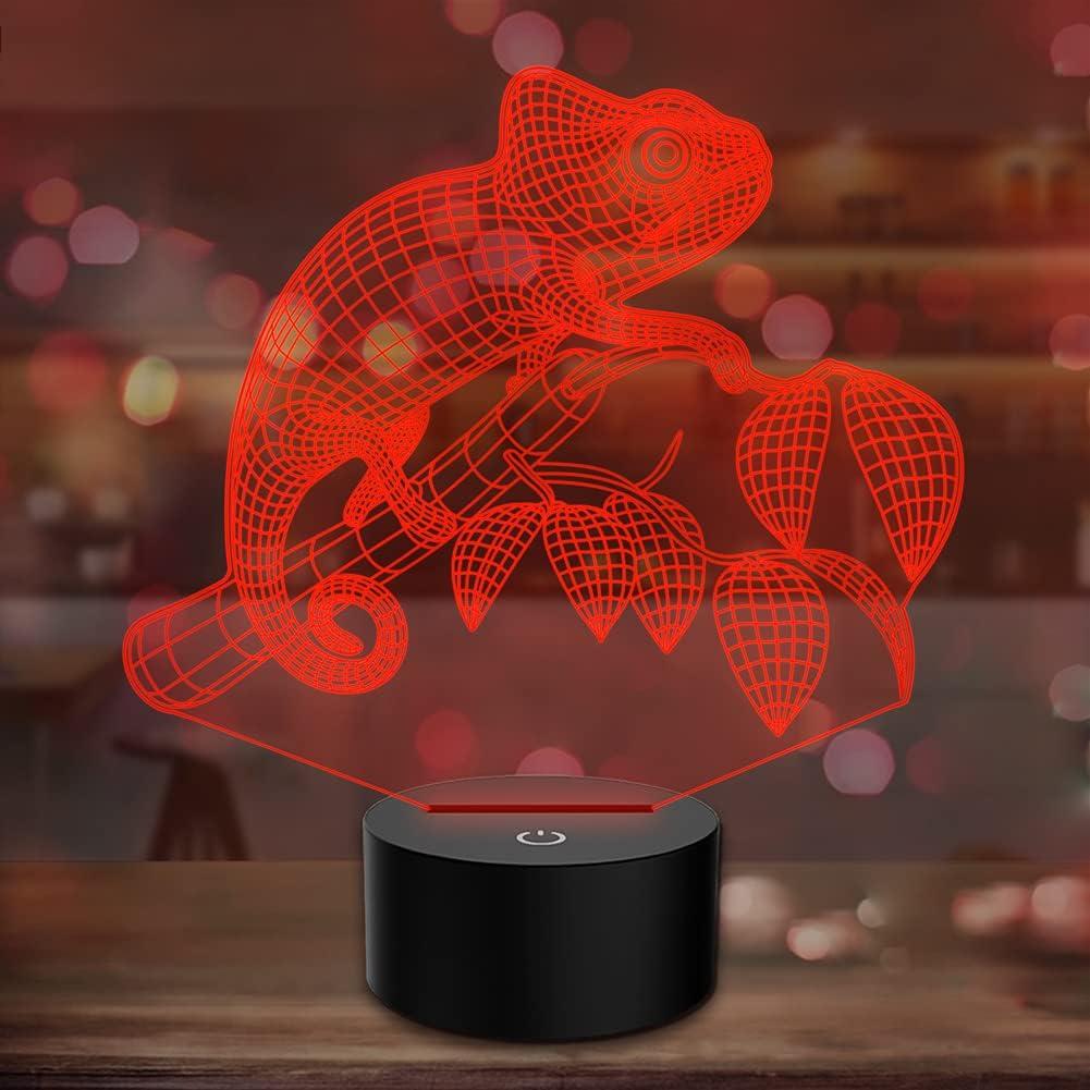 Luz Nocturna 3D Lagarto AGWIM con Control Remoto 16 Colores