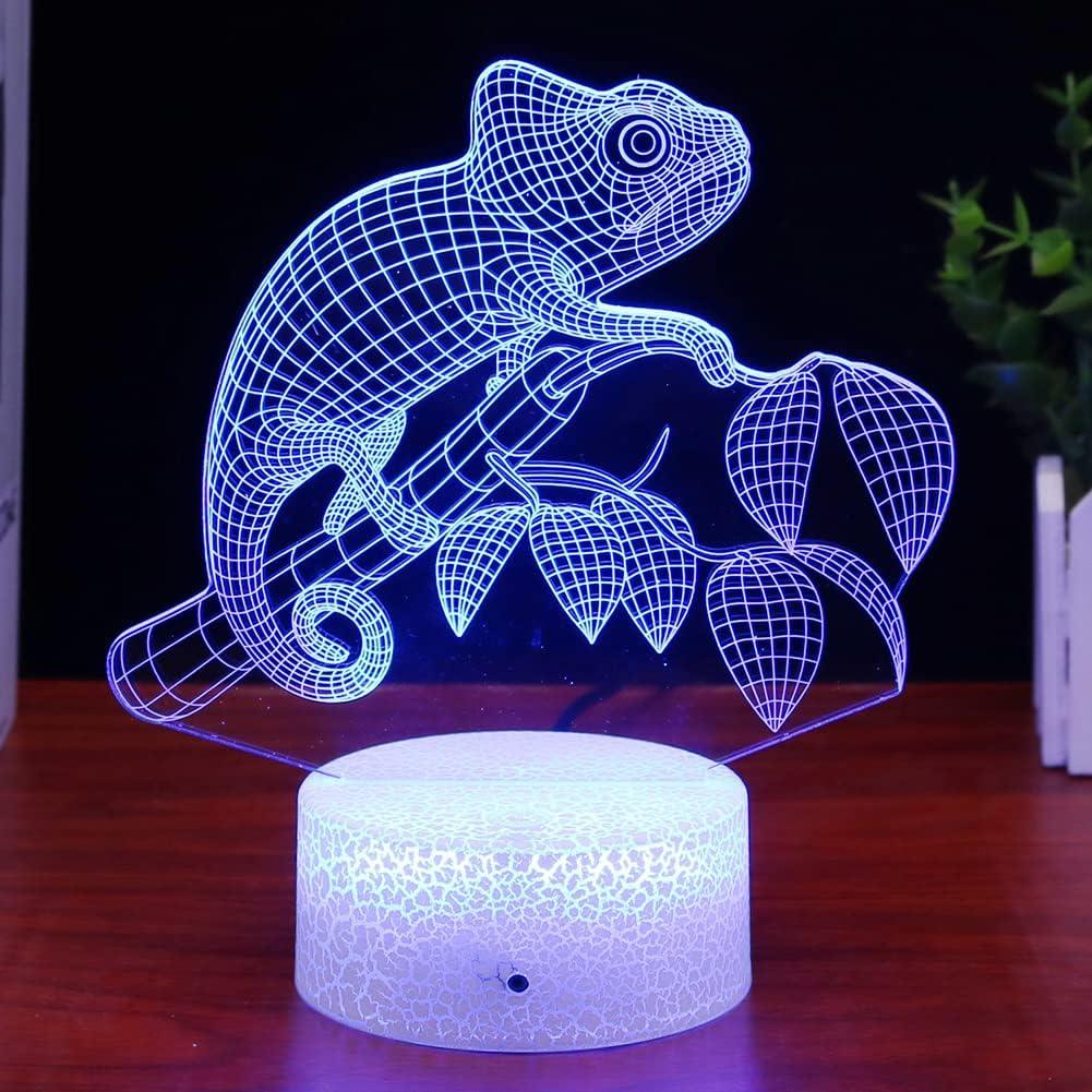 Luz Nocturna 3D Lagarto AGWIM con Control Remoto 16 Colores